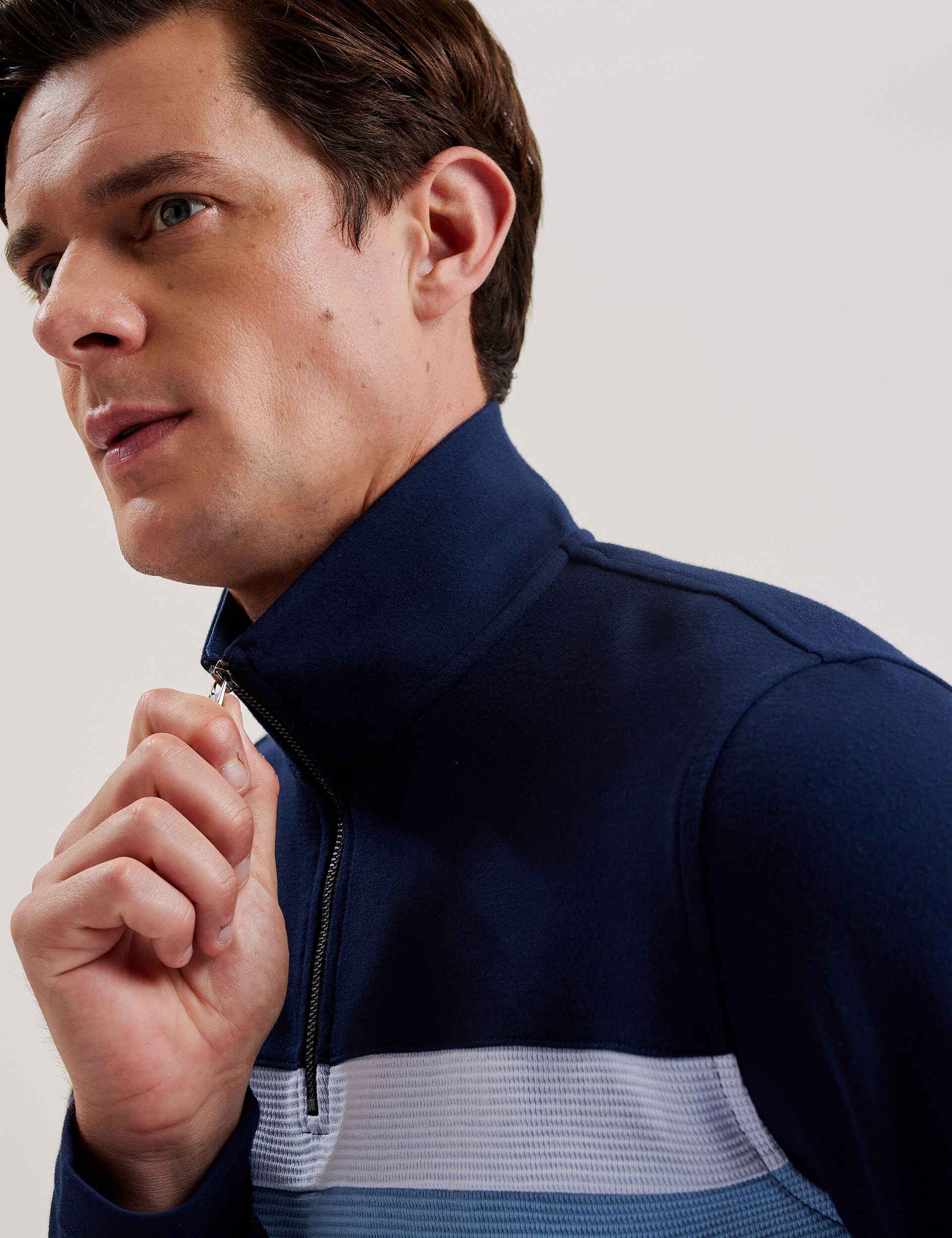 Navy Ombre Stripe Half-zip Sweatshirt | Longman | Ted Baker US
