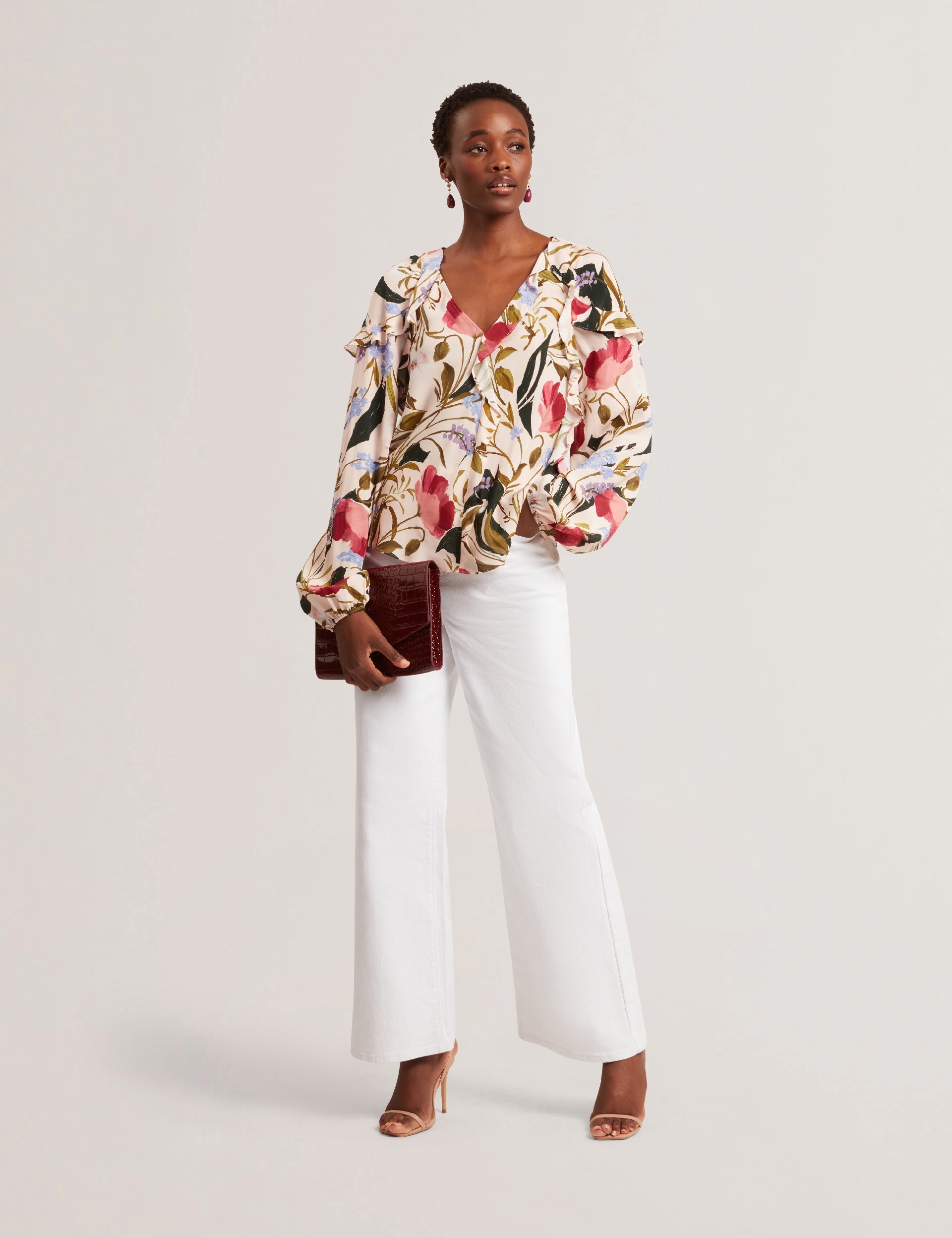 【美品】Ted Bakerフローラルプリント レーストリム ブラウス Floral Print Frill Trim Long Sleeve Blouse | Minasa | Ted Baker US