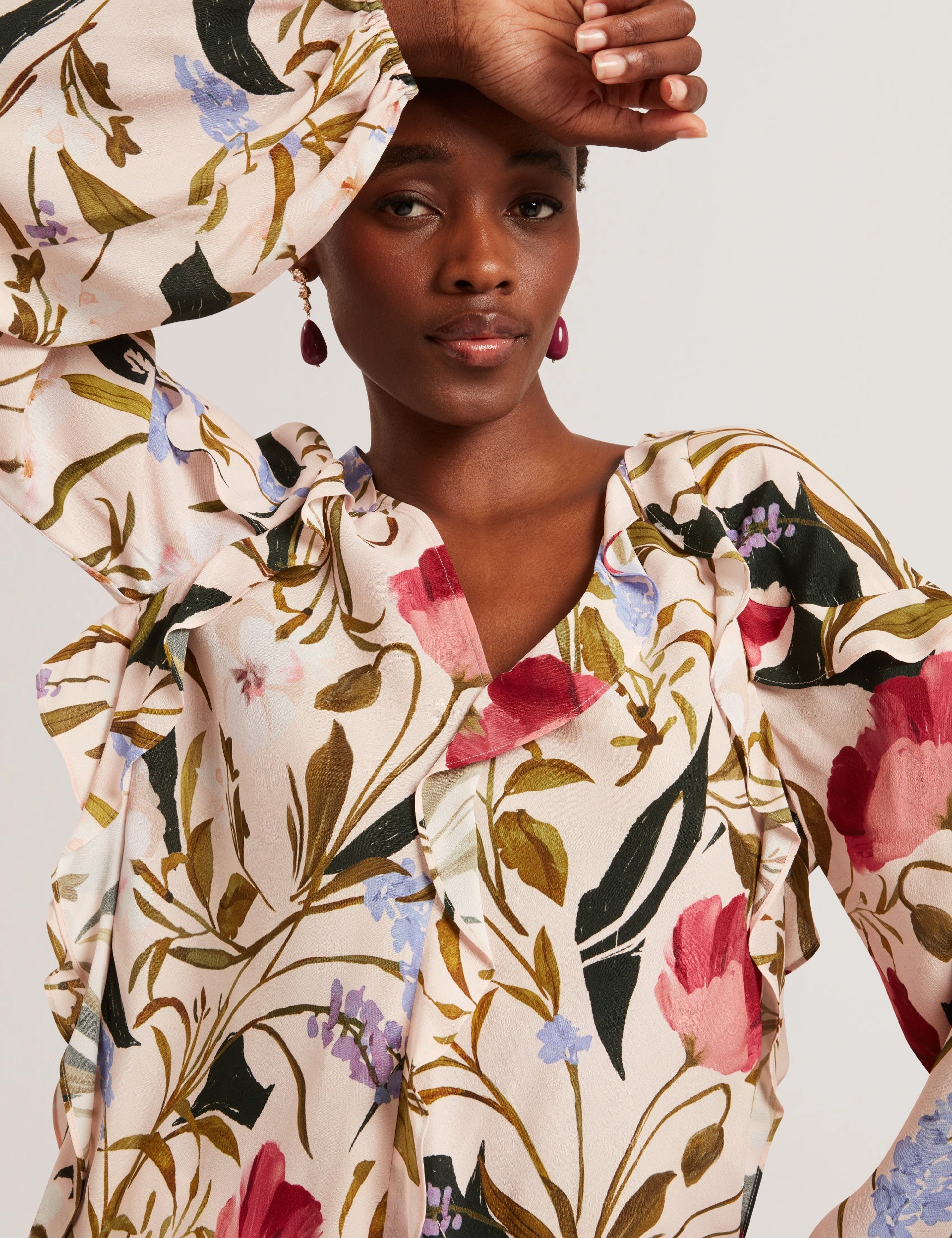 Floral Print Frill Trim Long Sleeve Blouse | Minasa | Ted Baker US