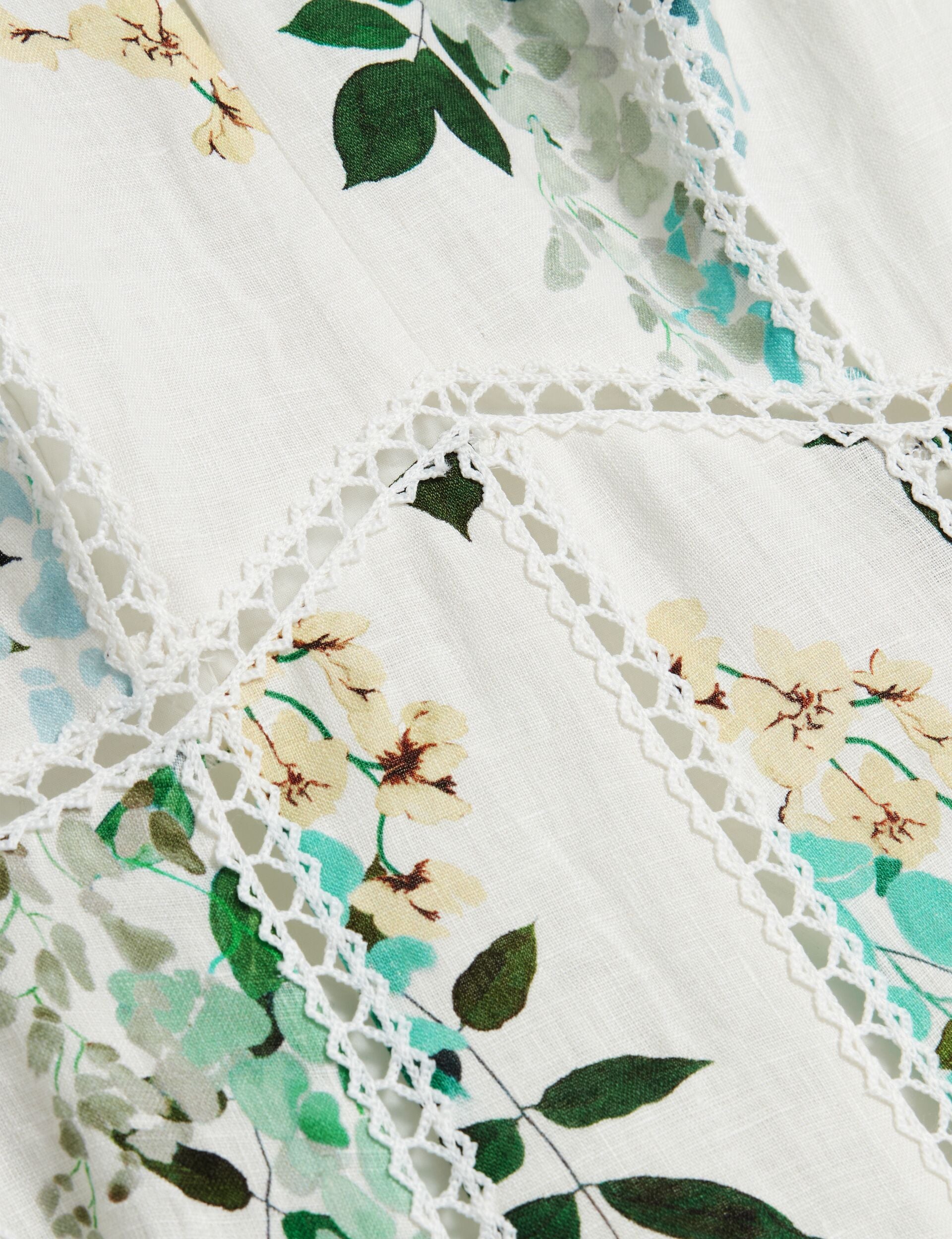 White Floral Crochet Trim Linen Midi Dress | Utala | Ted Baker IE White Floral Crochet Trim Linen Midi Dress | Utala | Ted Baker IE