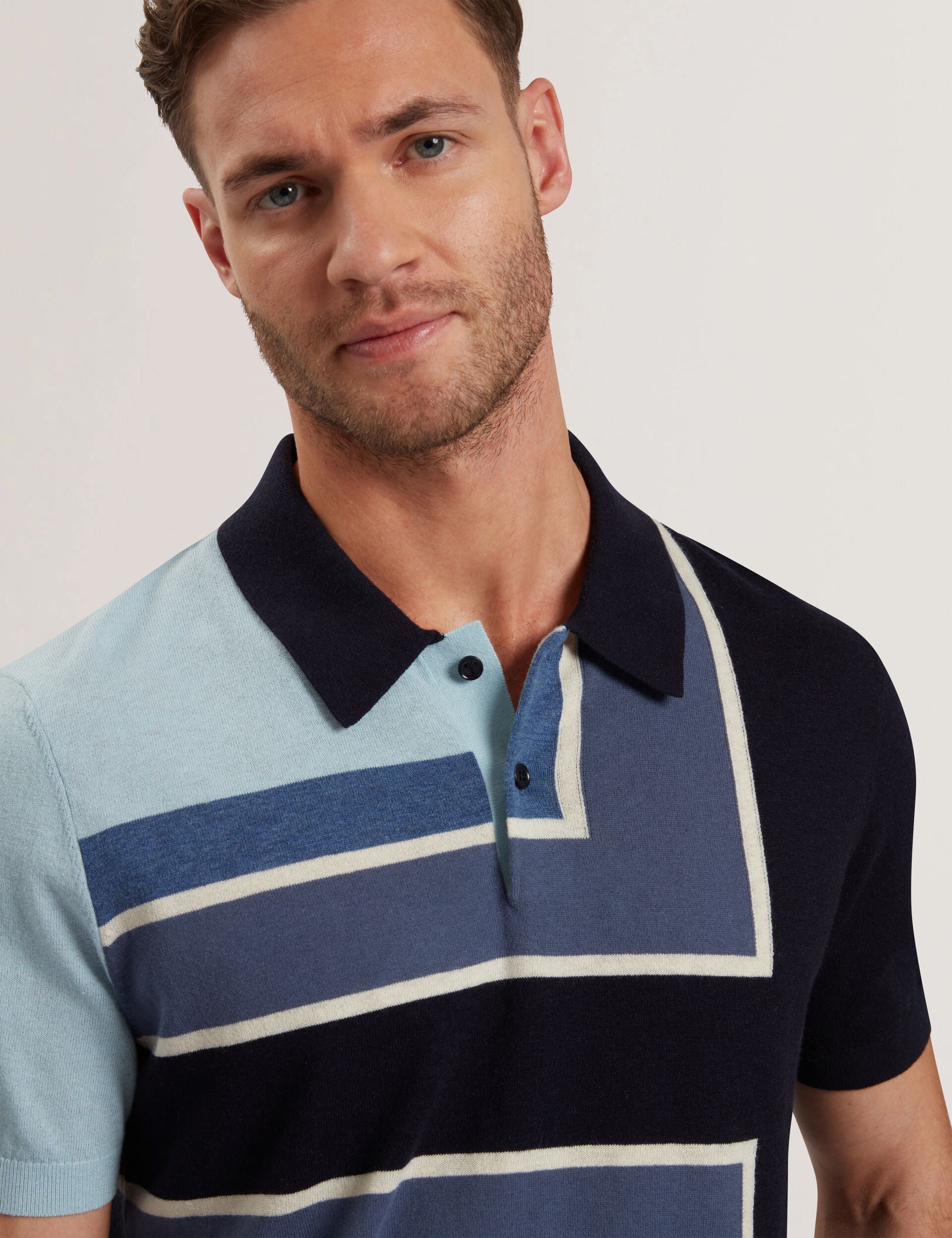 RALFE Colour Block Merino Wool Polo Shirt RALFE Colour Block Merino Wool Polo Shirt