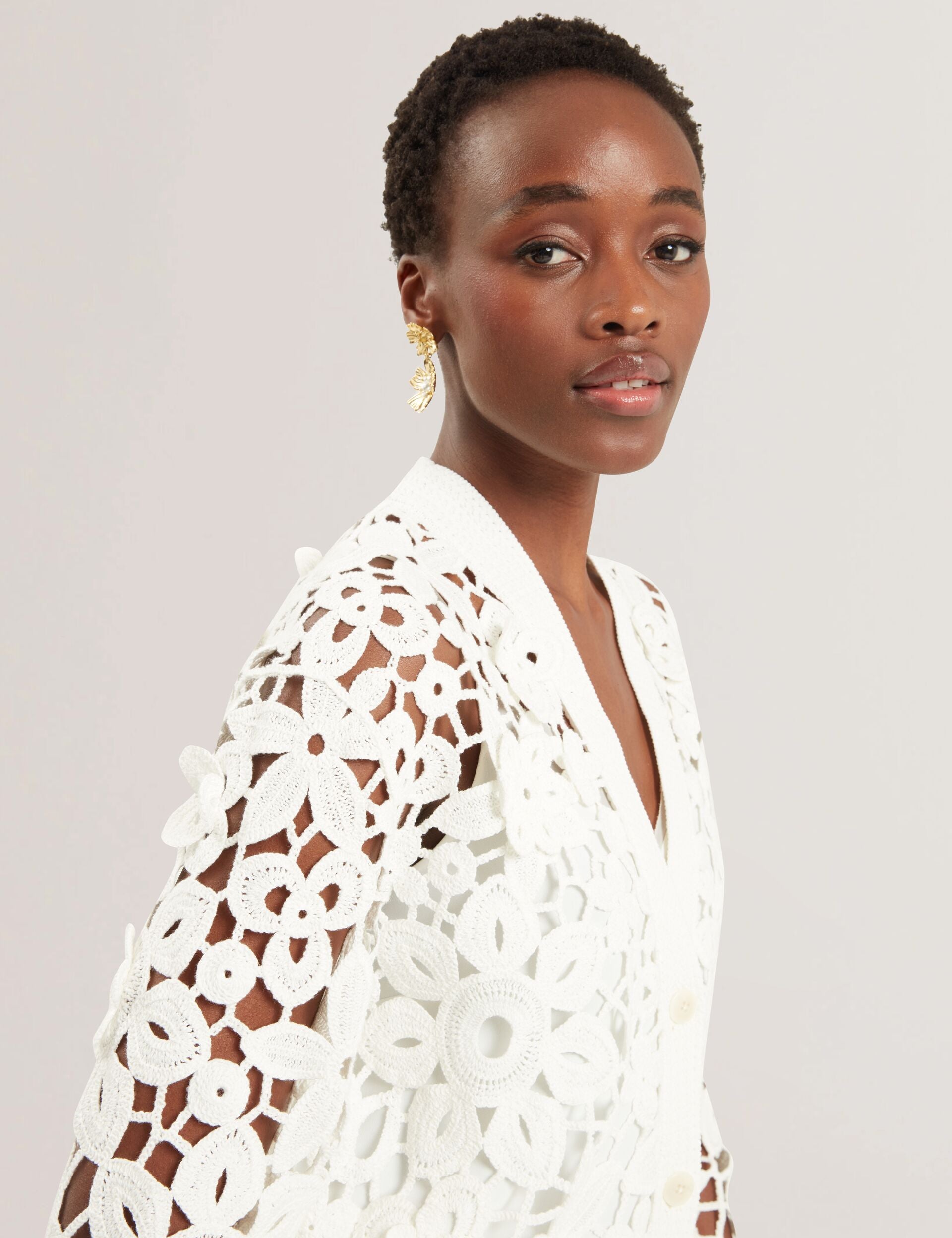 TARLI - Crochet Open Knit Longline Cardigan