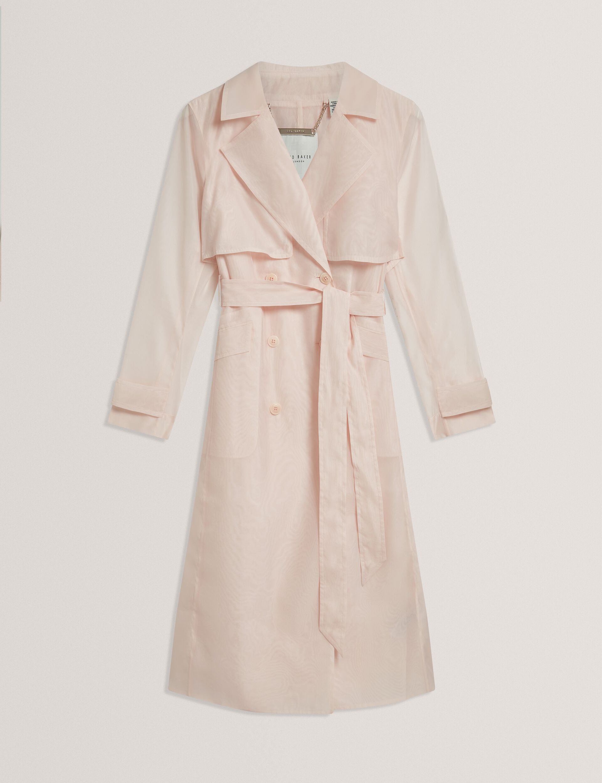 APLYSIA - Organza Longline Belted Trench Coat