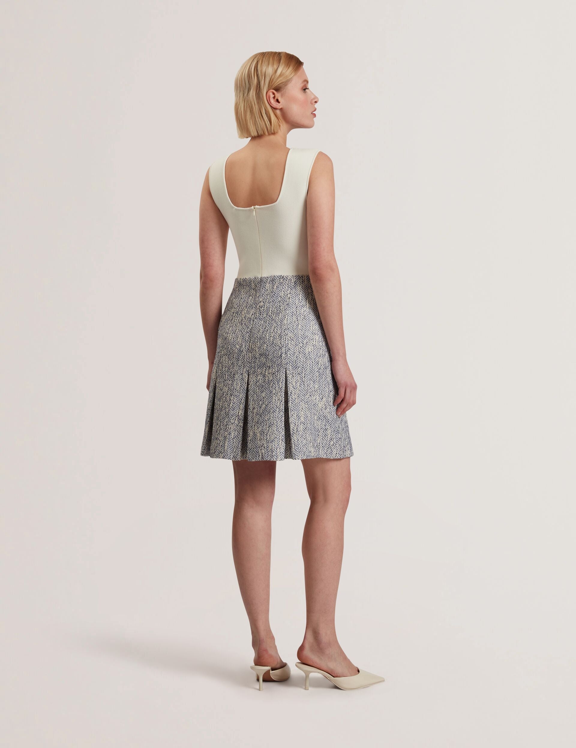 Sleeveless Knit Bodice Boucle Mini Dress | Vulpam | Ted Baker US