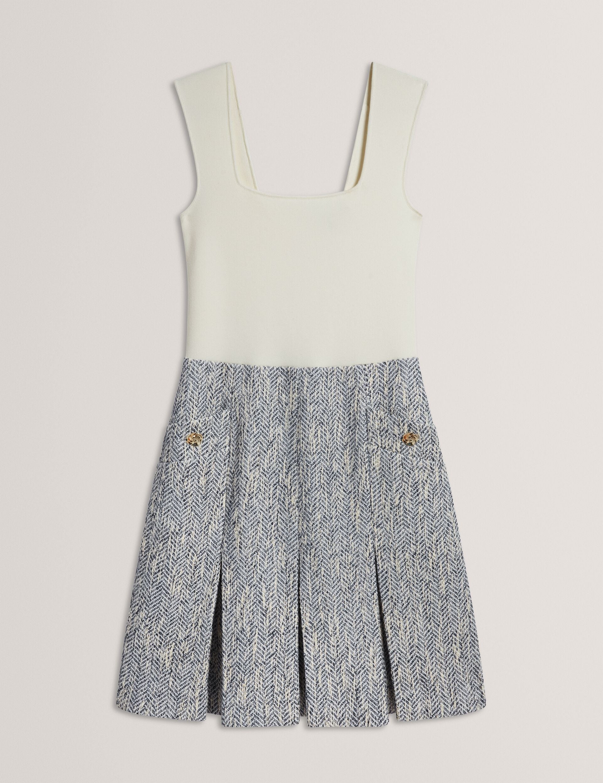 Sleeveless Knit Bodice Boucle Mini Dress | Vulpam | Ted Baker US Sleeveless Knit Bodice Boucle Mini Dress | Vulpam | Ted Baker US