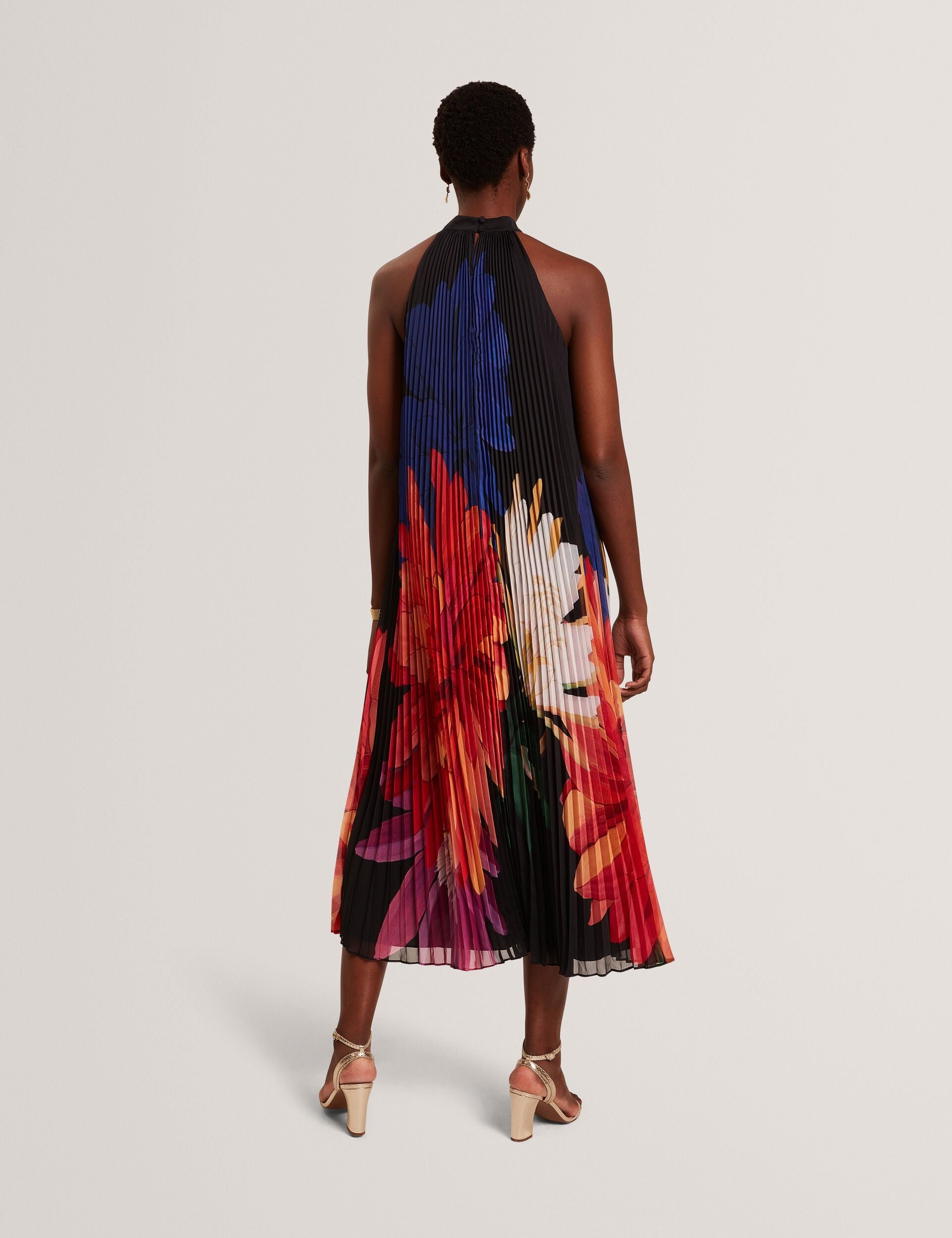 Bold Bloom Pleated Halter Neck Midi Dress | Scotlia | Ted Baker UK Bold Bloom Pleated Halter Neck Midi Dress | Scotlia | Ted Baker UK