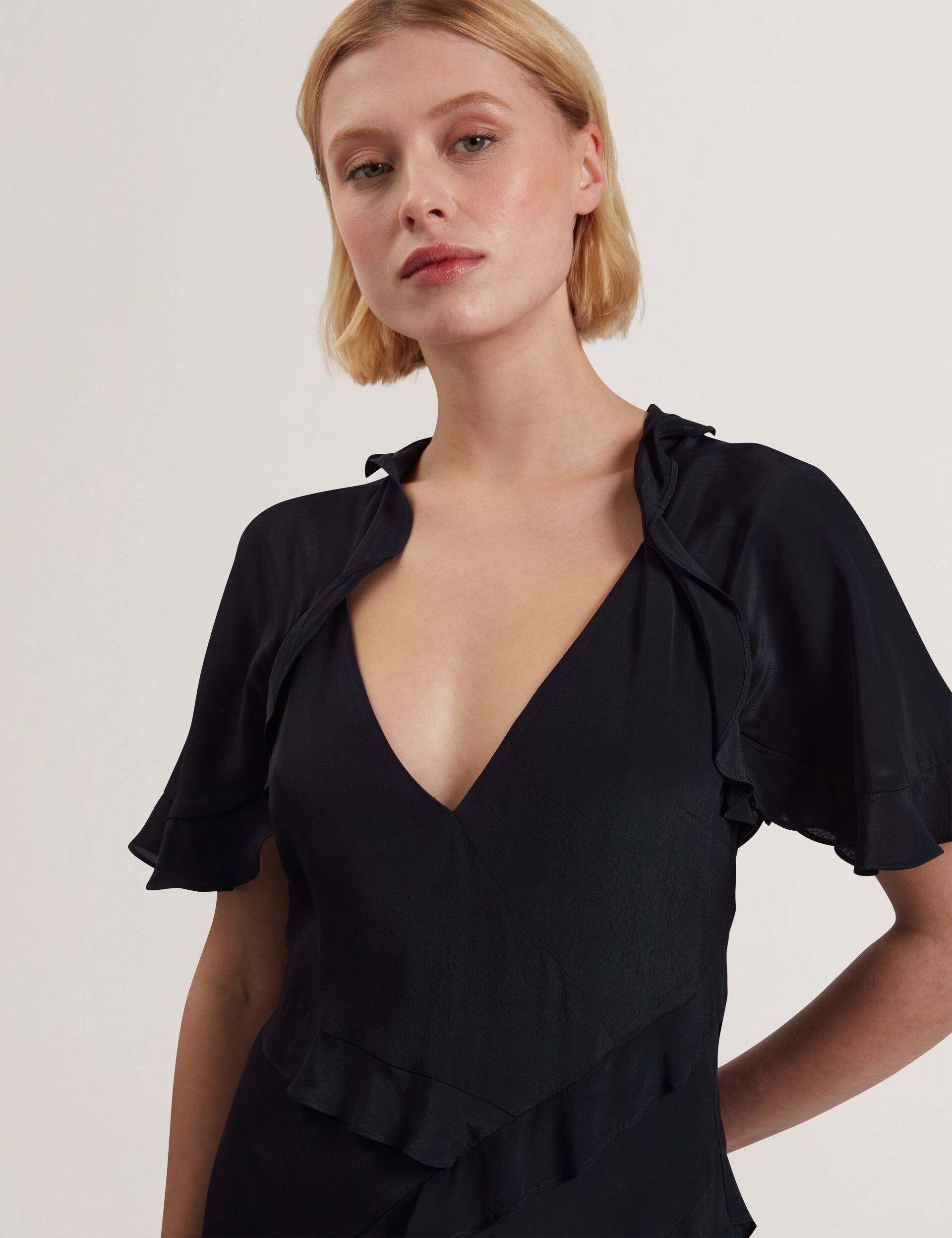 Frill Trim Angel Sleeve Mini Dress - JOJII | Ted Baker