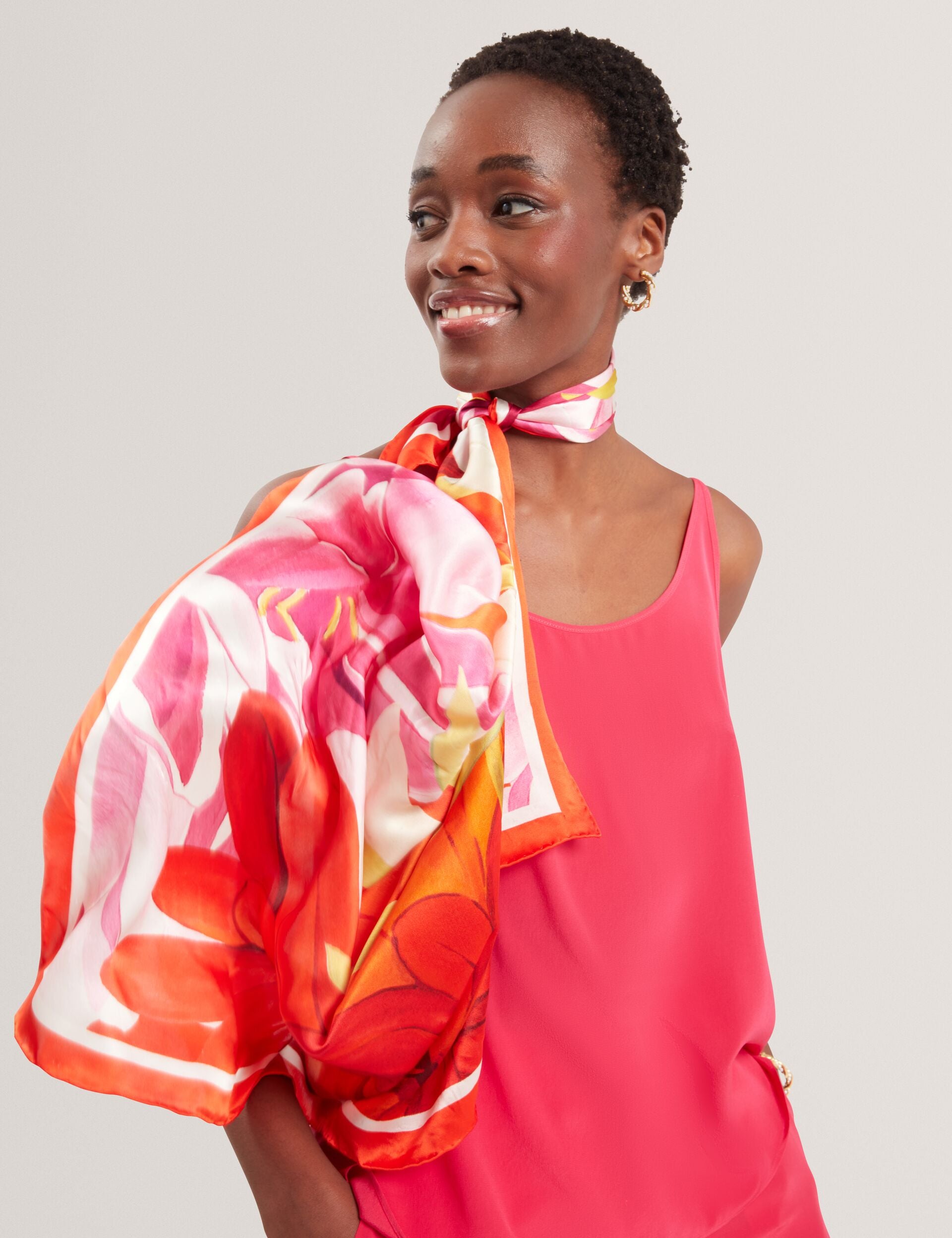 Fuchsia Pure Silk Scoop Neck Cami Top | Cadasa | Ted Baker US