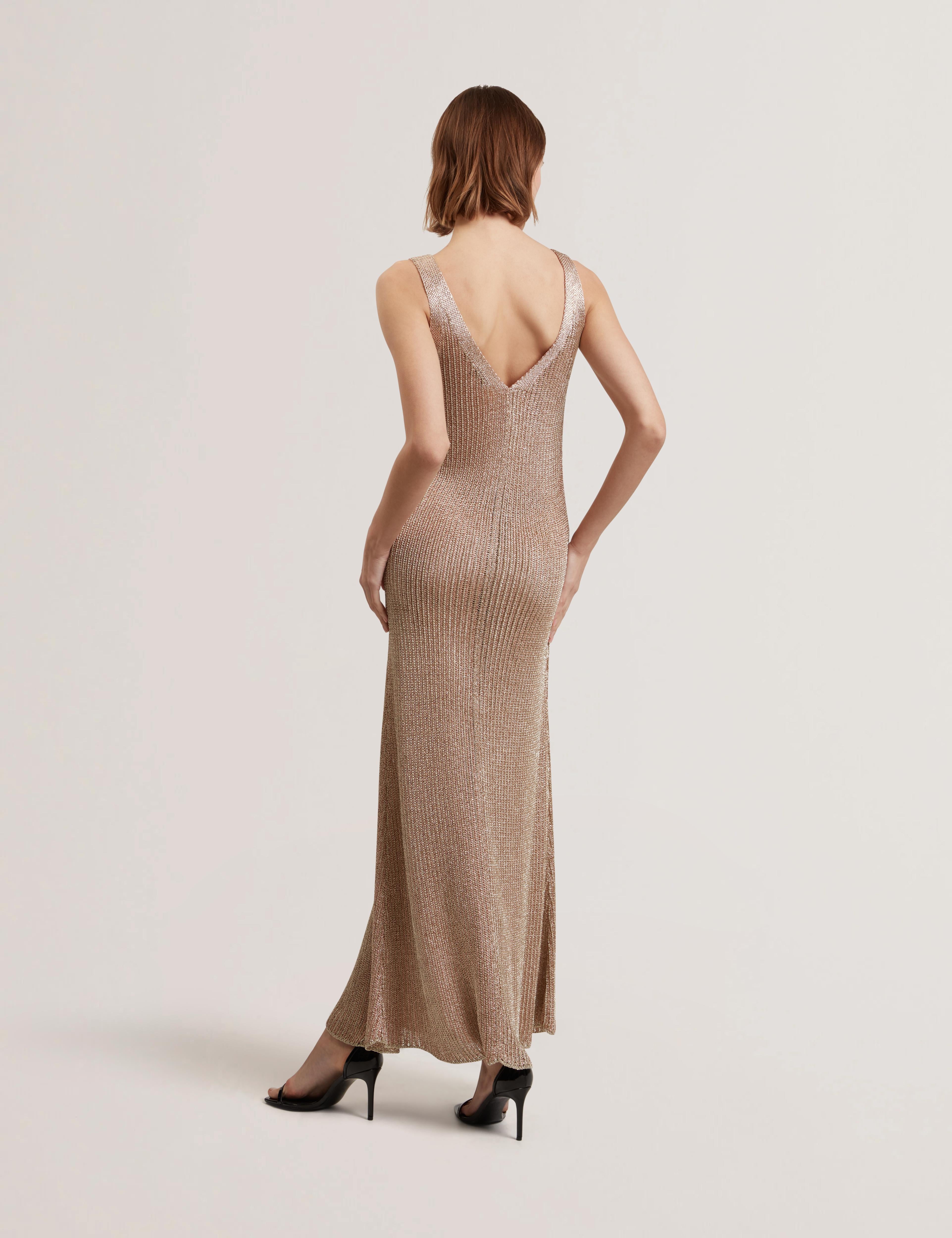 Metallic Knit Sleeveless Column Maxi Dress | Alarnaa | Ted Baker US Metallic Knit Sleeveless Column Maxi Dress | Alarnaa | Ted Baker US