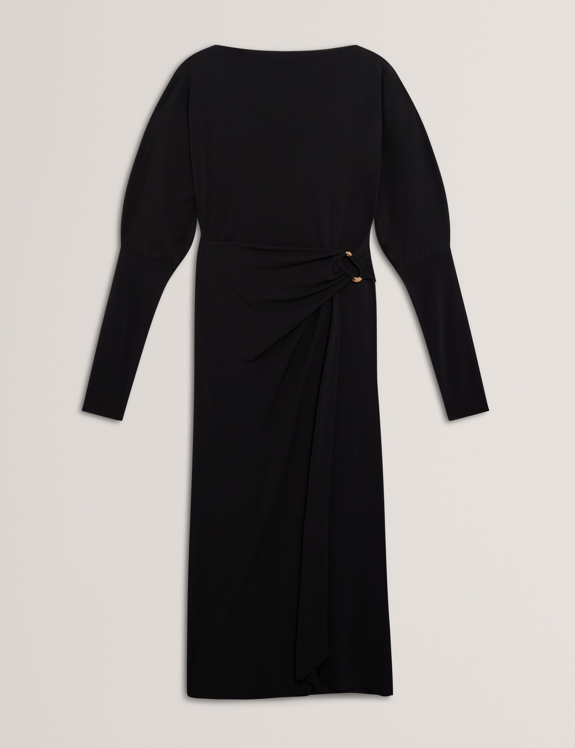 ted baker black long sleeve dress Sheer Detail Knit Long Sleeve Maxi Dress | Occasa