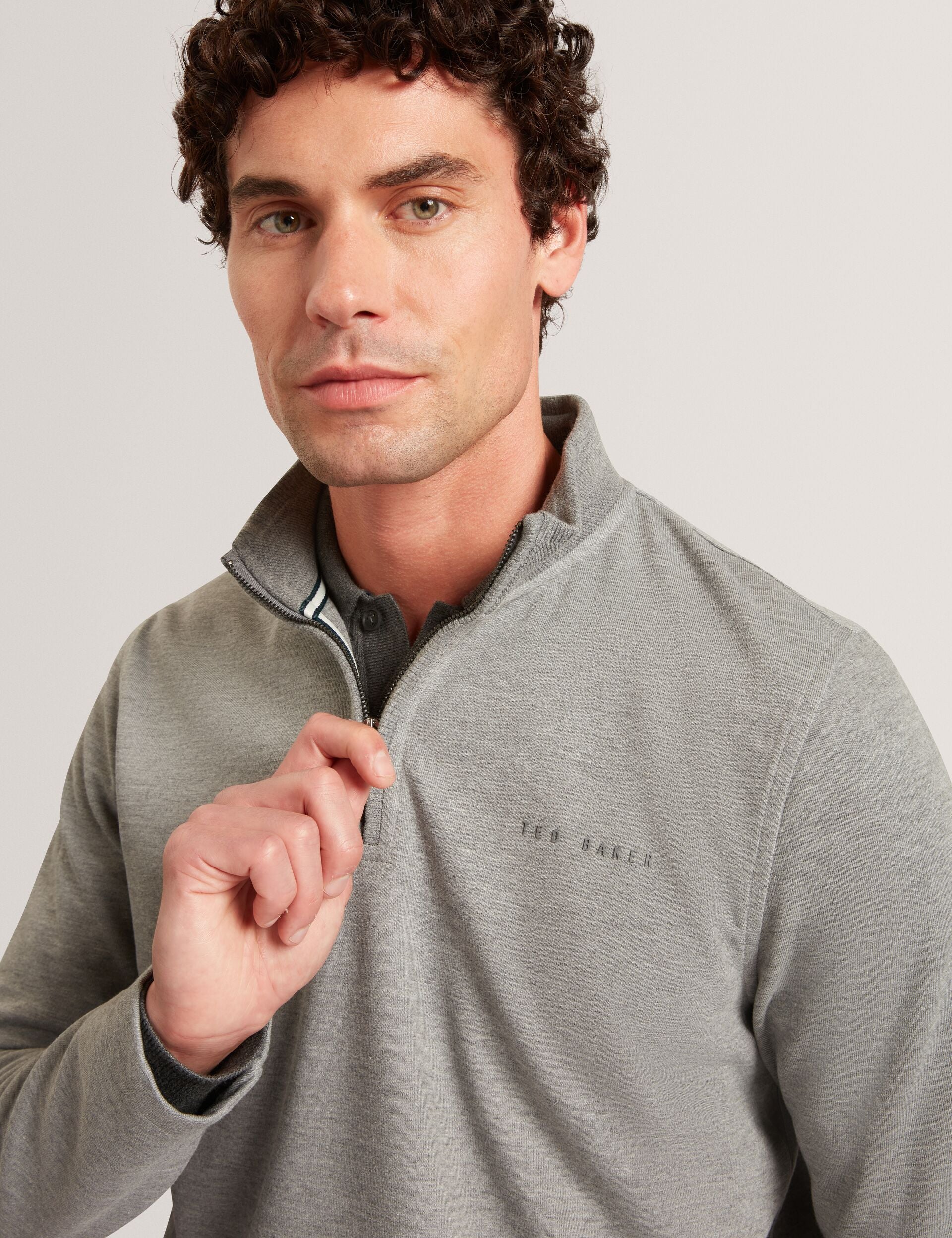 CRABTRE Stretch Cotton Zip Neck Sweatshirt