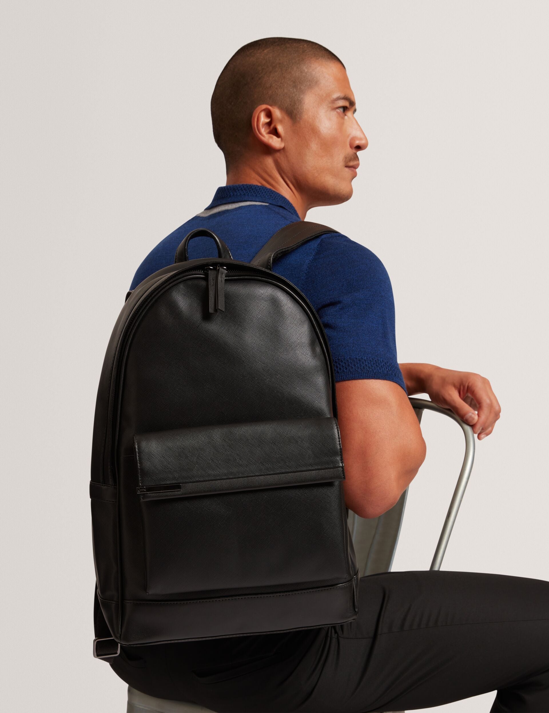 crosshatched leather backpack Crosshatch Faux Leather Large Backpack | Samsons