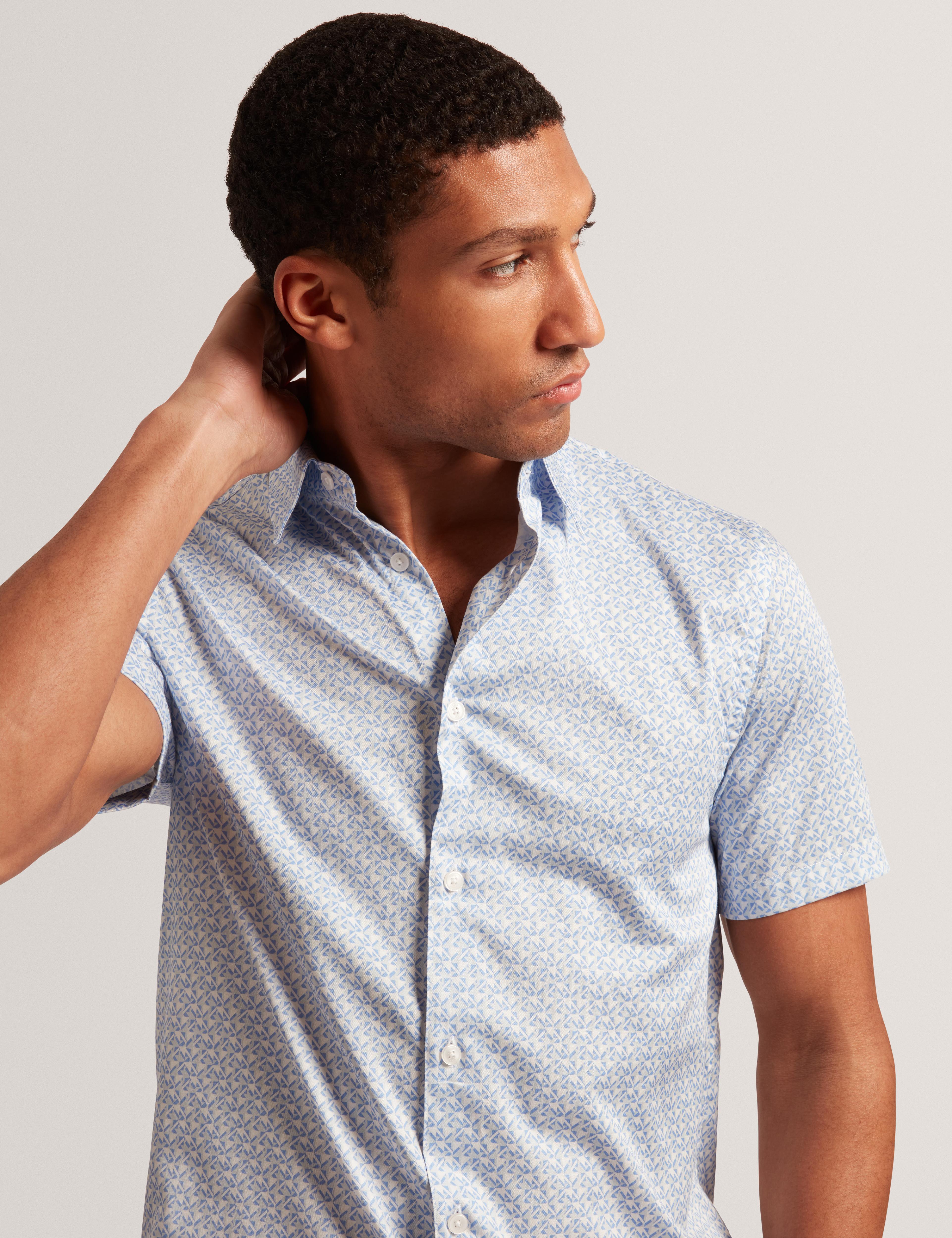 Geometric Print Pure Cotton Short Sleeve Shirt | Alphsho | Ted