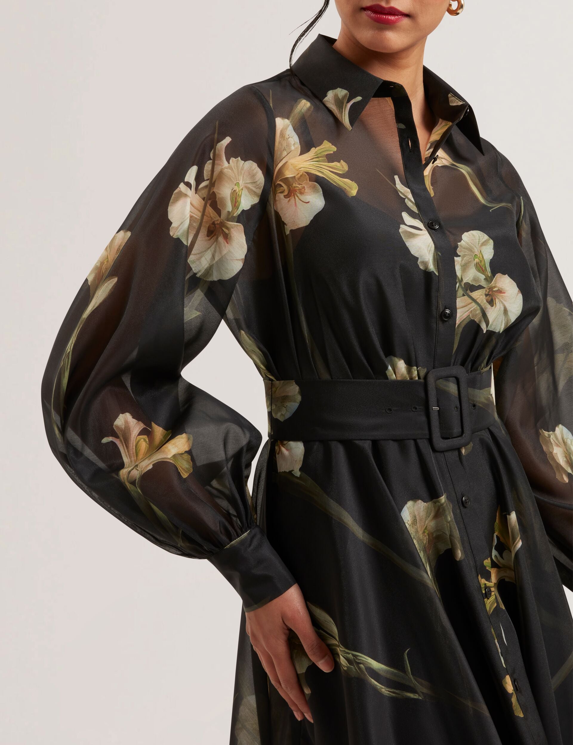 Floral Organza Belted Maxi Shirt Dress | Liorral | Ted Baker US Floral Organza Belted Maxi Shirt Dress | Liorral | Ted Baker US