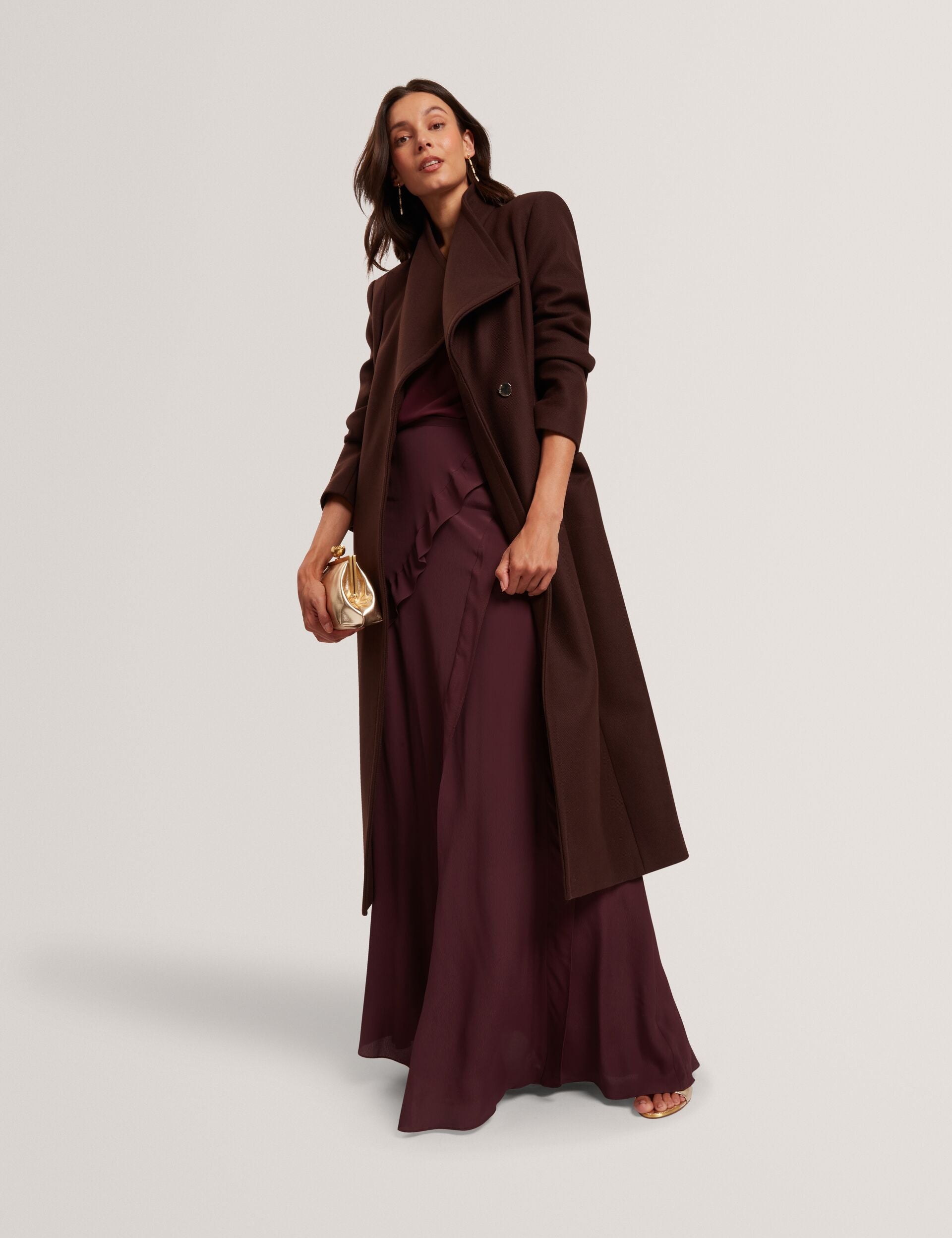 Wool Rich Hourglass Longline Wrap Coat | Mindee | Ted Baker US