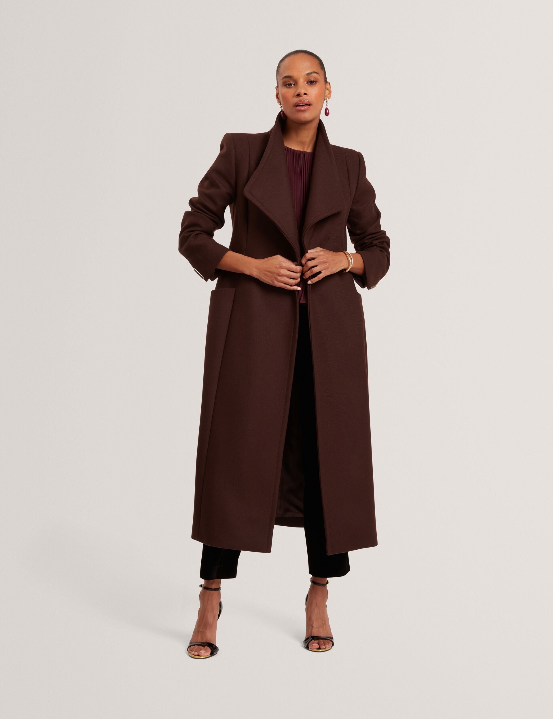 Wool Rich Hourglass Longline Wrap Coat | Mindee | Ted Baker US