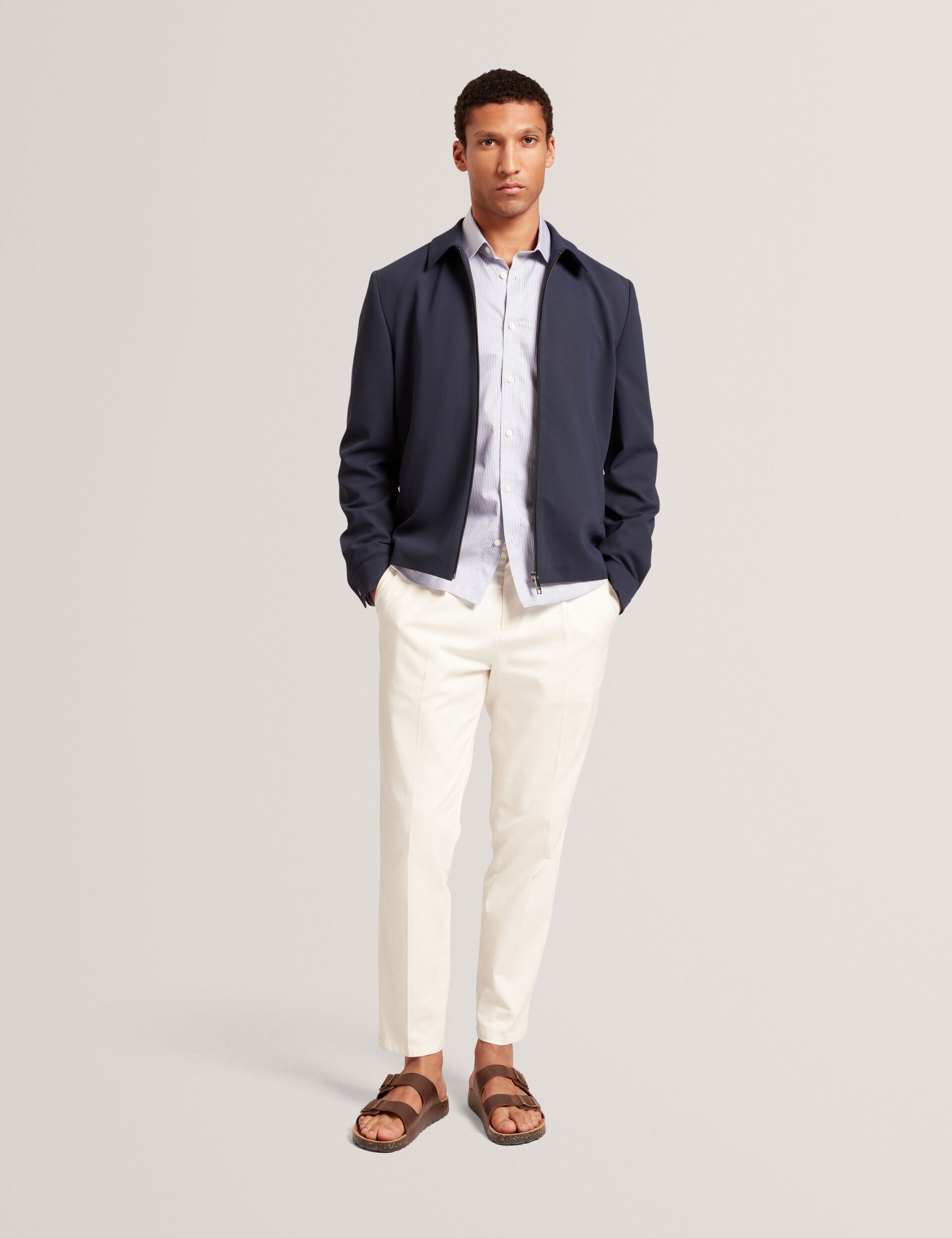 Navy Woven Texture Harrington Zip Jacket | Cialdaj | Ted Baker US
