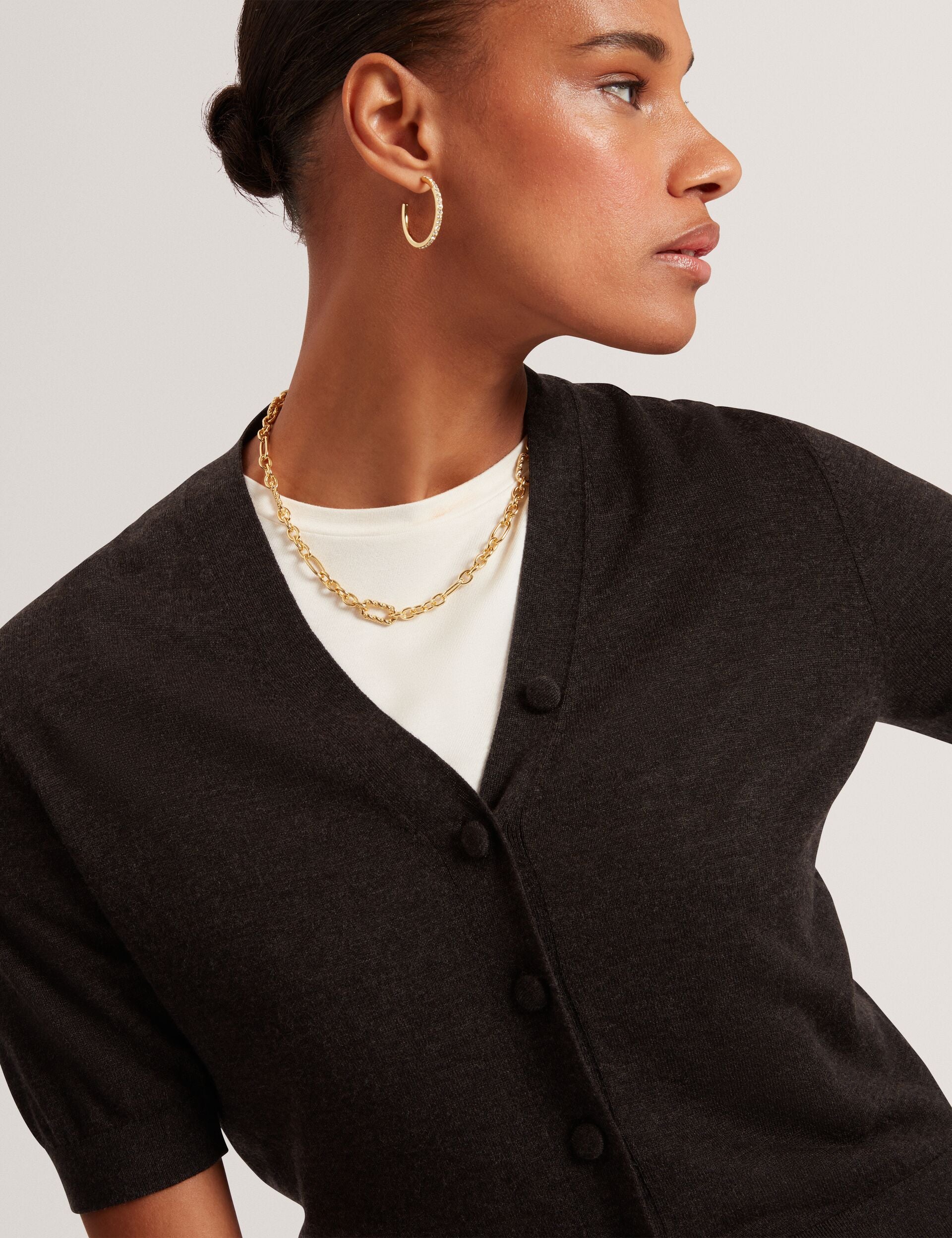 Merino Wool Cropped Short Sleeve Cardigan | Dazlia | Ted Baker UK