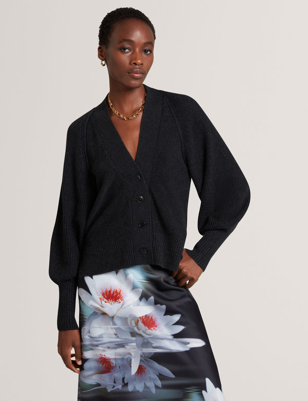 Ted Baker Merino Wool Knit V-Neck Boxy Cardigan
