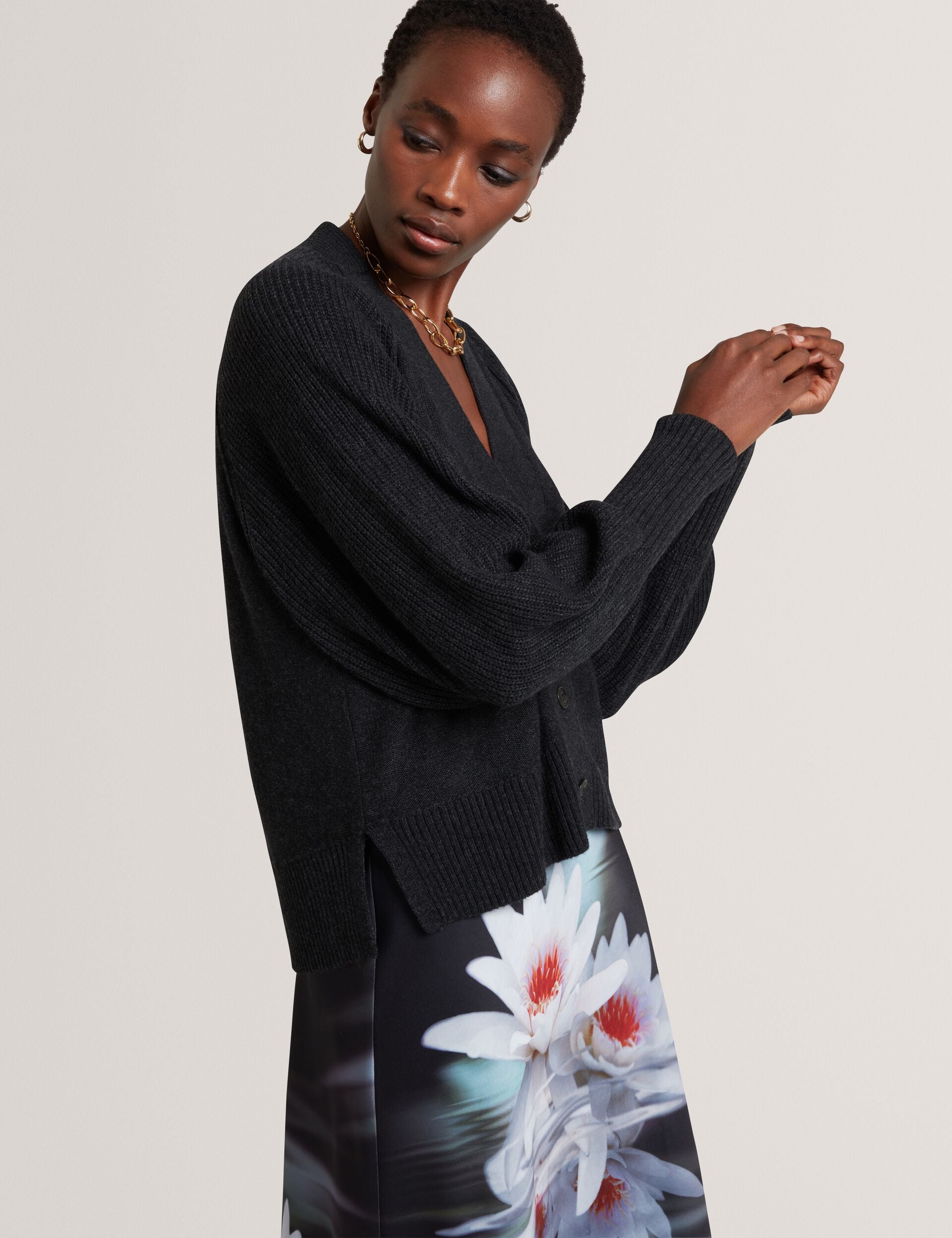Merino Wool Knit V-neck Boxy Cardigan | Mallee | Ted Baker UK