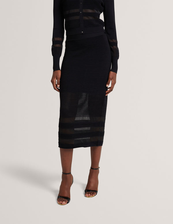 Ted Baker Sheer Panel Knit Midi Pencil Skirt