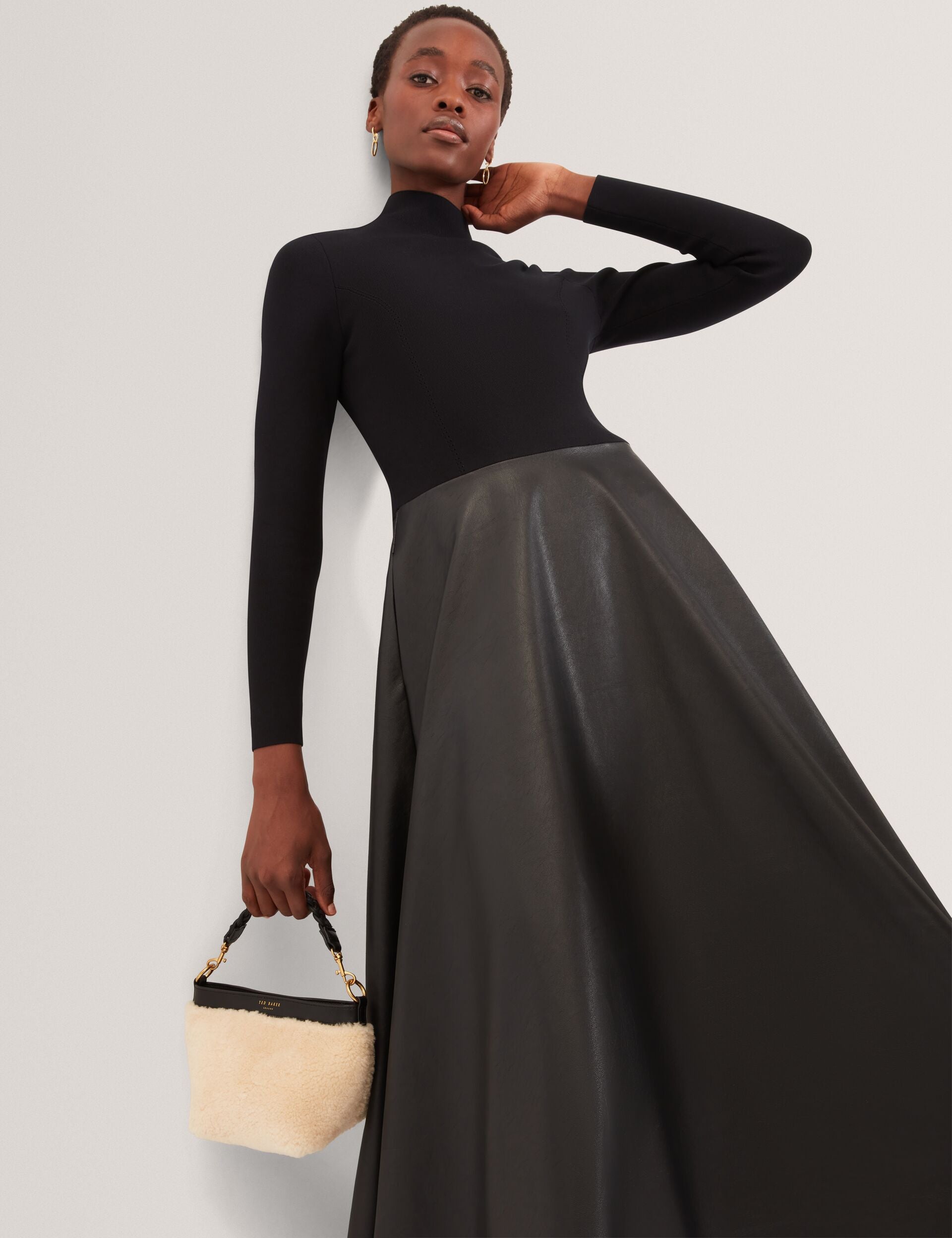 Knit Faux Leather Illusion Midi Dress | Noviva | Ted Baker UK Knit Faux Leather Illusion Midi Dress | Noviva | Ted Baker UK