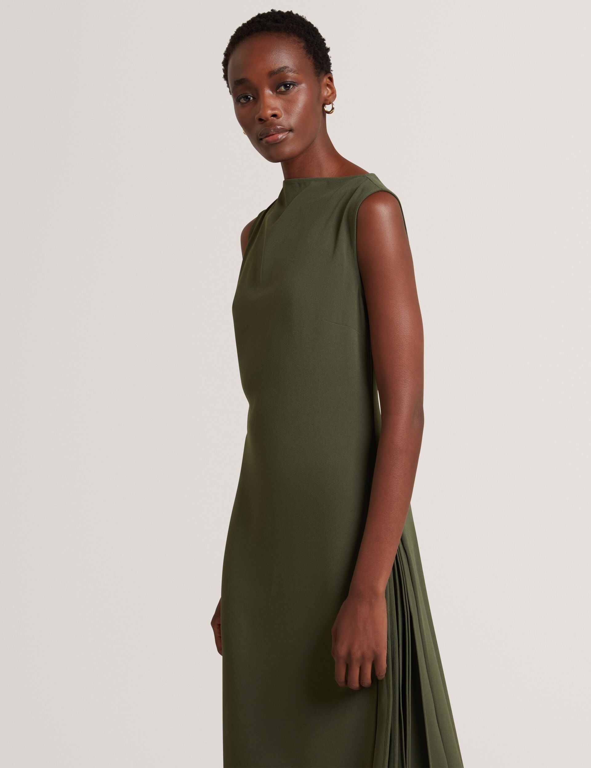 Pleat Detail Sleeveless Column Midi Dress | Dahrcy | Ted Baker UK Pleat Detail Sleeveless Column Midi Dress | Dahrcy | Ted Baker UK