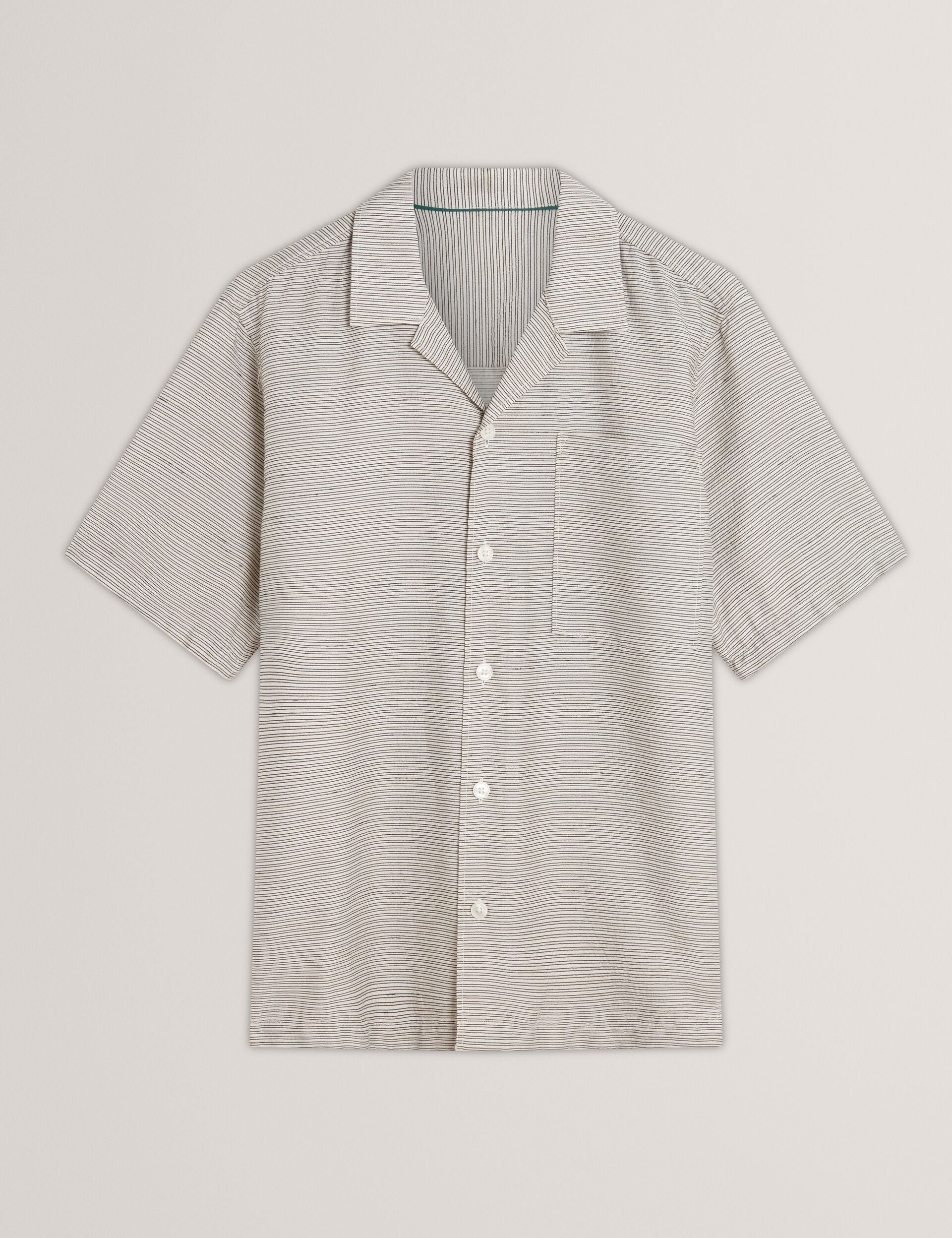 Ecru Relaxed Textured Stripe Short Sleeve Shirt | Wicck | Ted Baker US