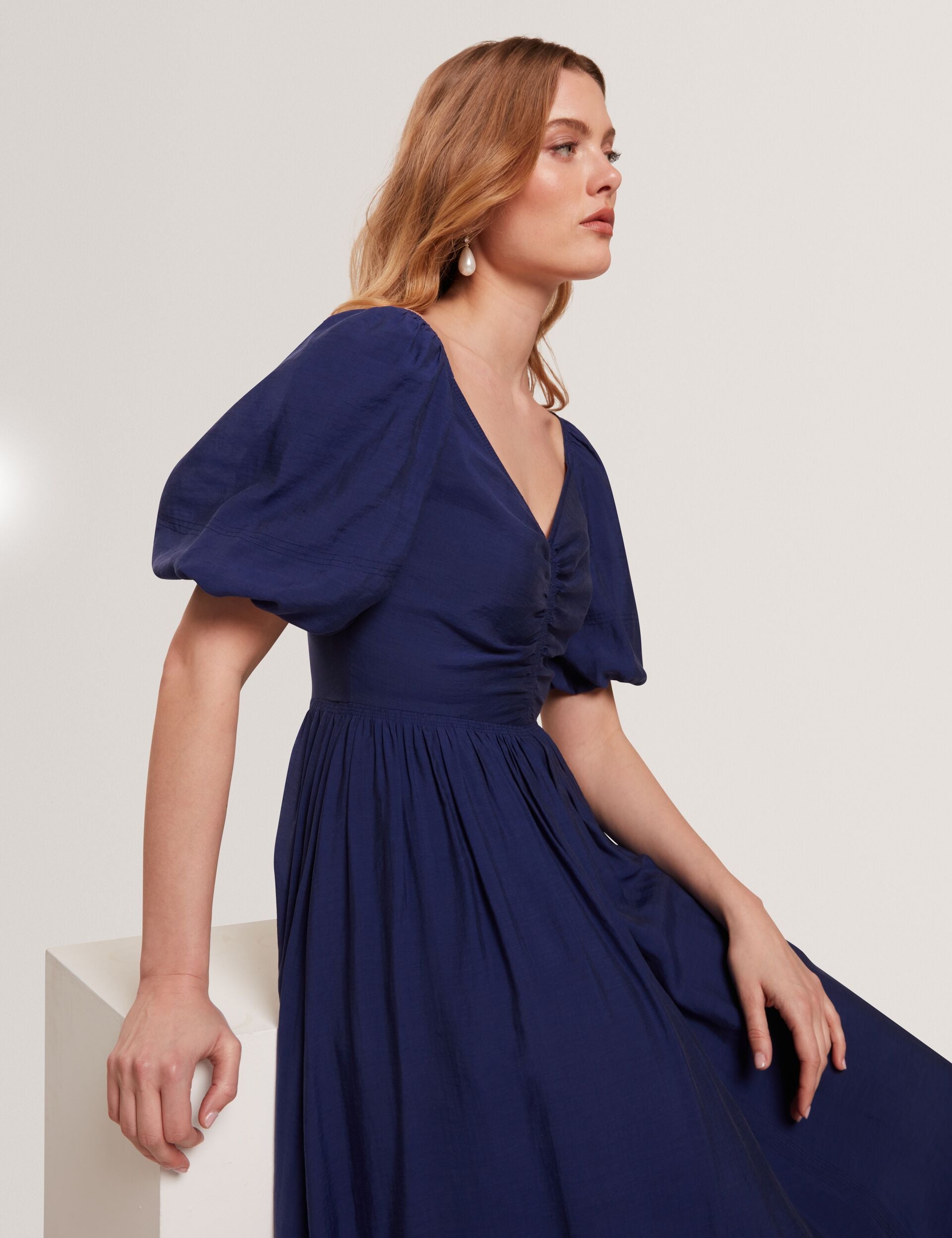 ted baker puff sleeve midi dress Ted Baker Kandea Puff Sleeve Binding Detail Midi Dress