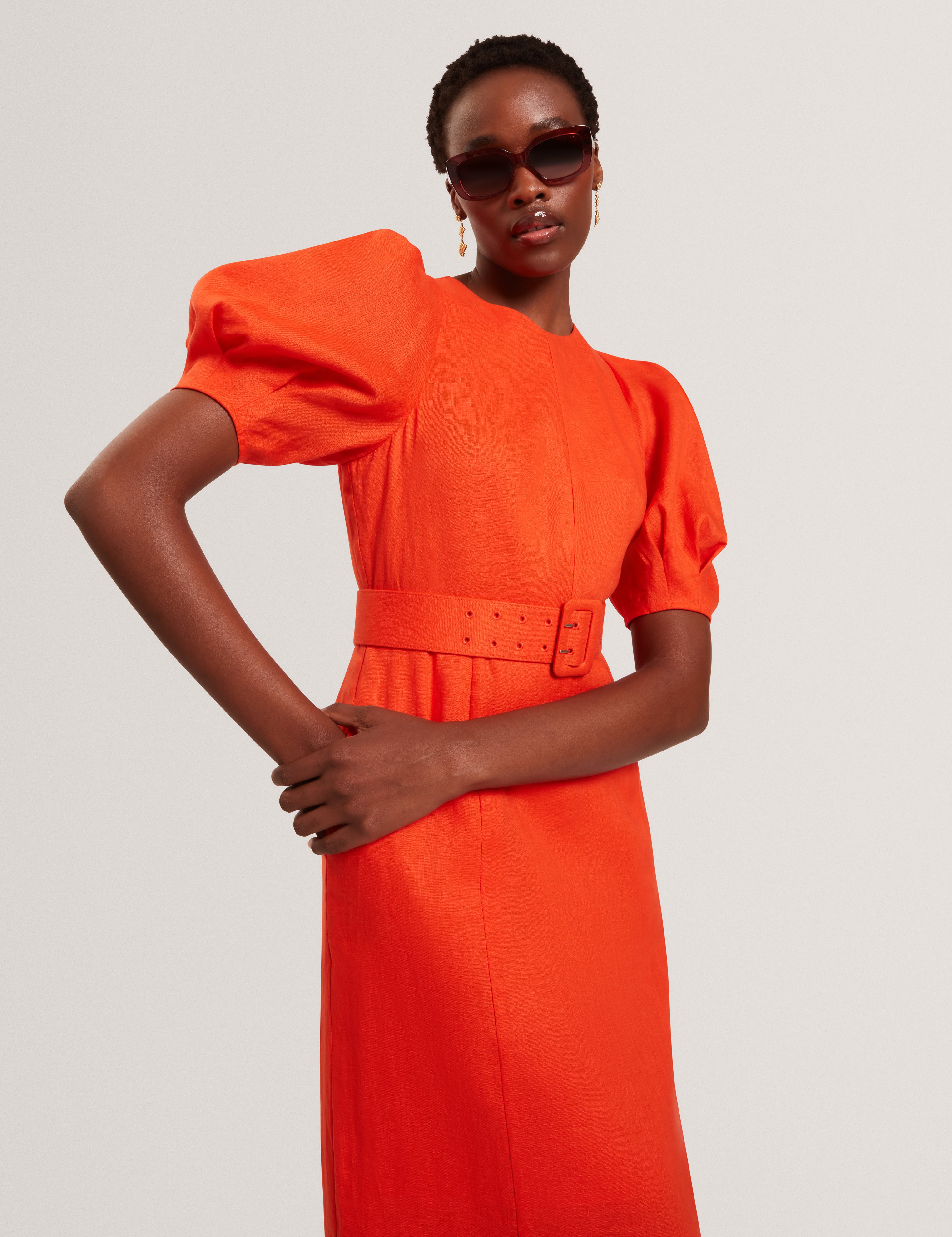 orange dress ted baker Shop Materva Printed Halter Neck Pleated Maxi Dress Orangefor Women Online