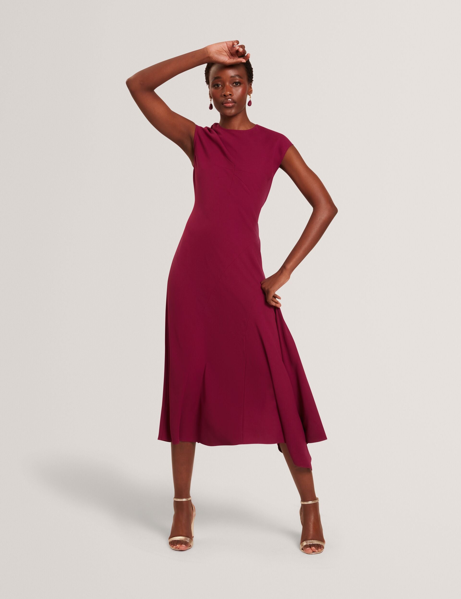 purple dress ted baker Ted Baker London Purple Frilled Evening Party Occasion Pencil Midi Dress Size 5