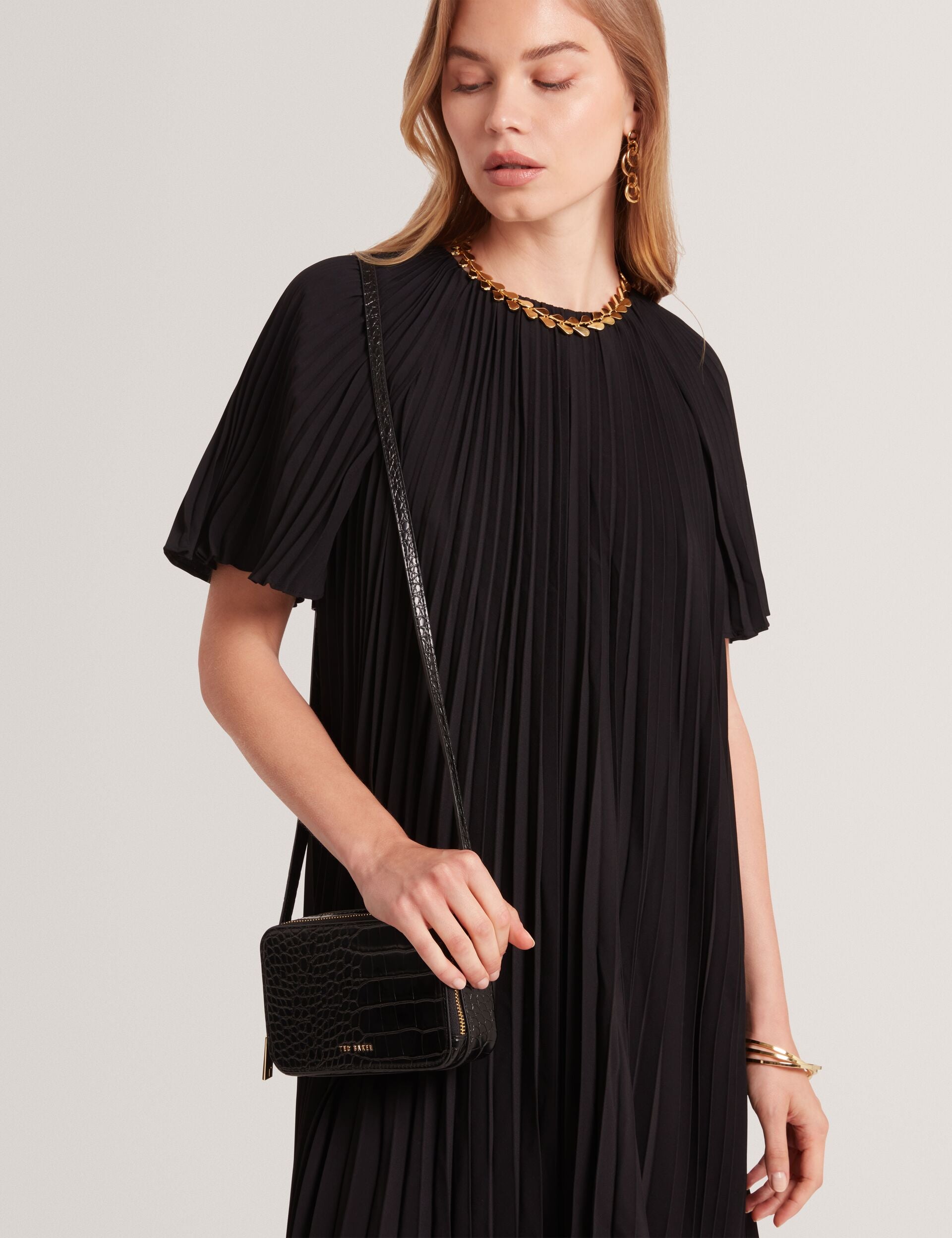 Black Croc Effect Mini Camera Bag | Stina | Ted Baker UK