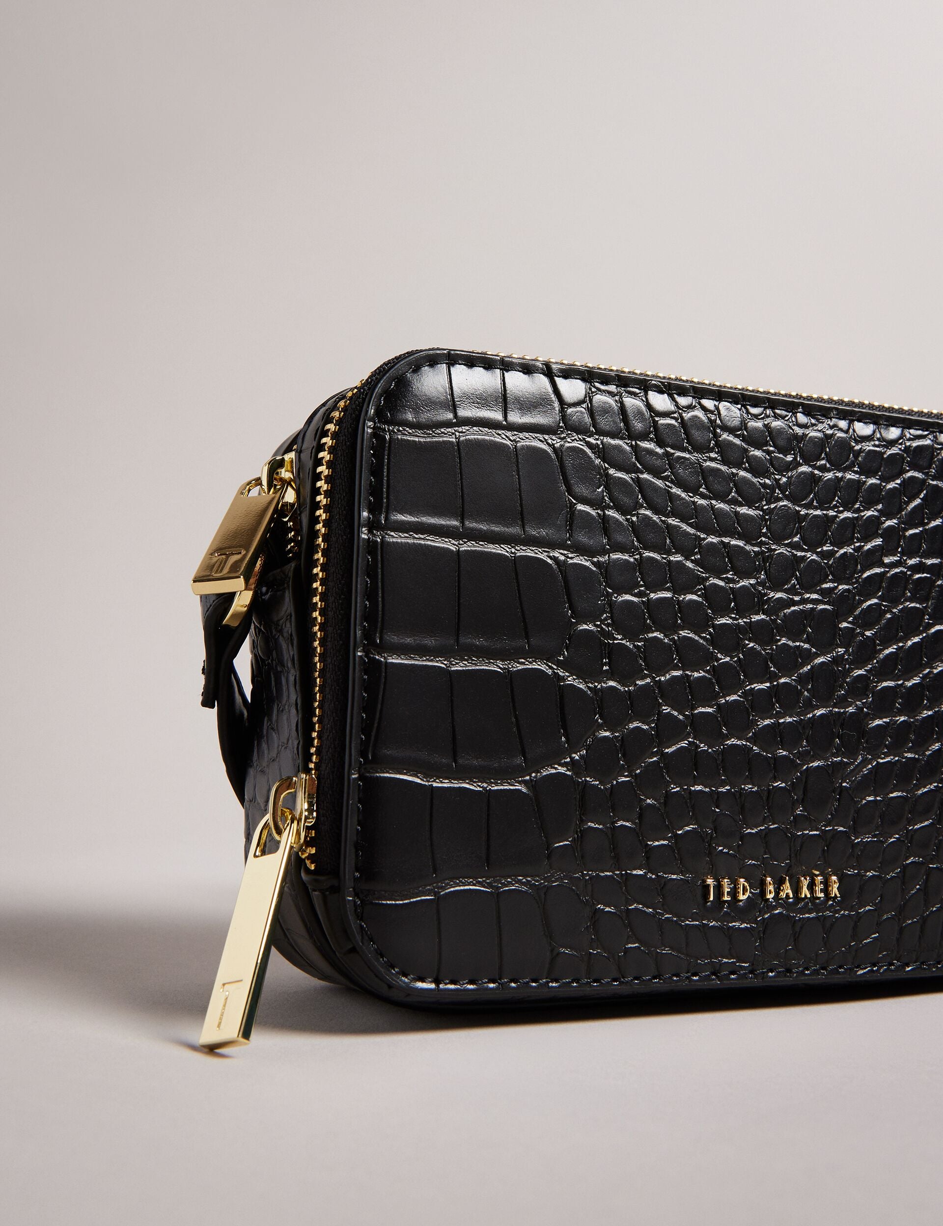 Black Croc Effect Mini Camera Bag | Stina | Ted Baker UK