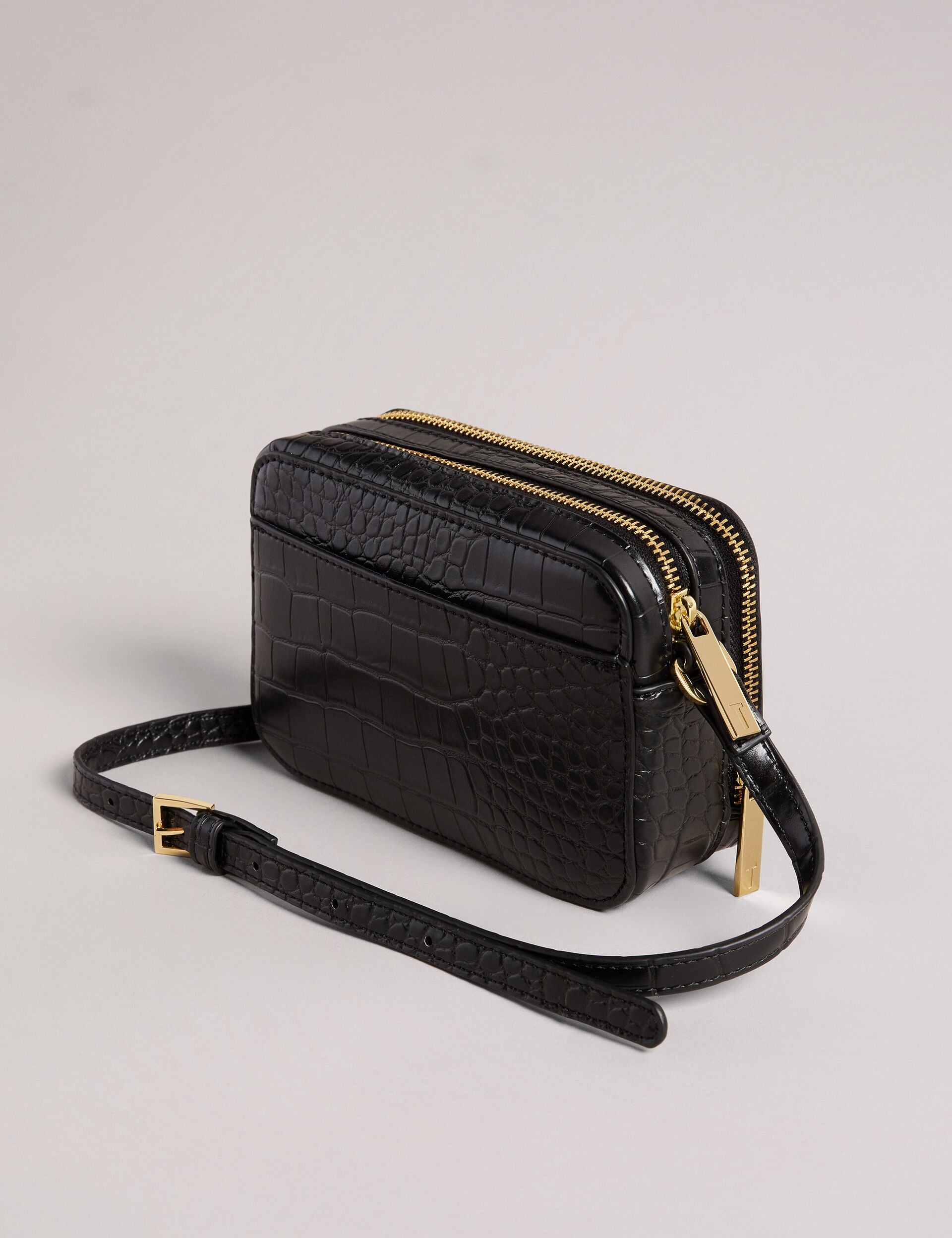 Black Croc Effect Mini Camera Bag | Stina | Ted Baker UK