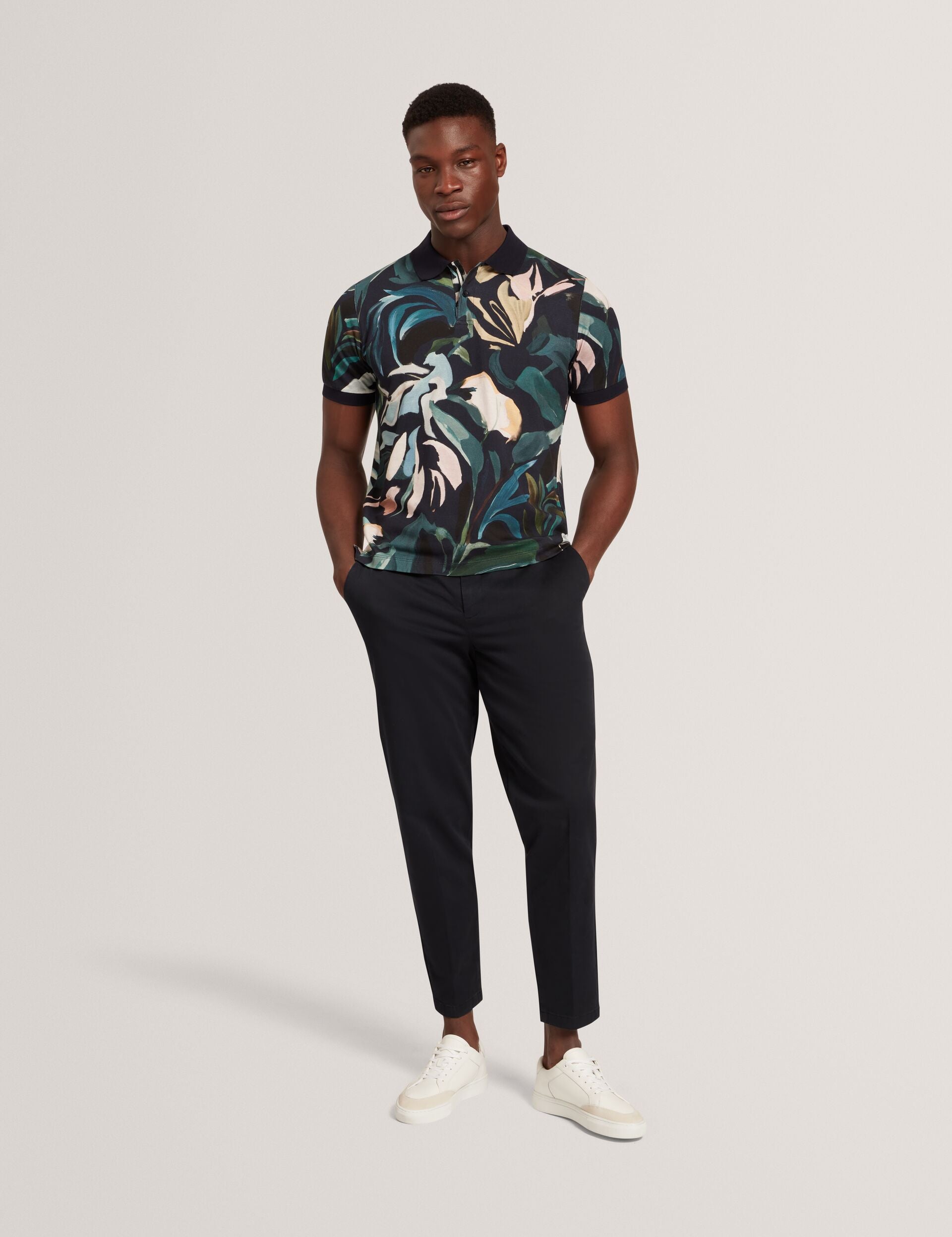 Floral Print Pure Cotton Polo Shirt | Kivem | Ted Baker US