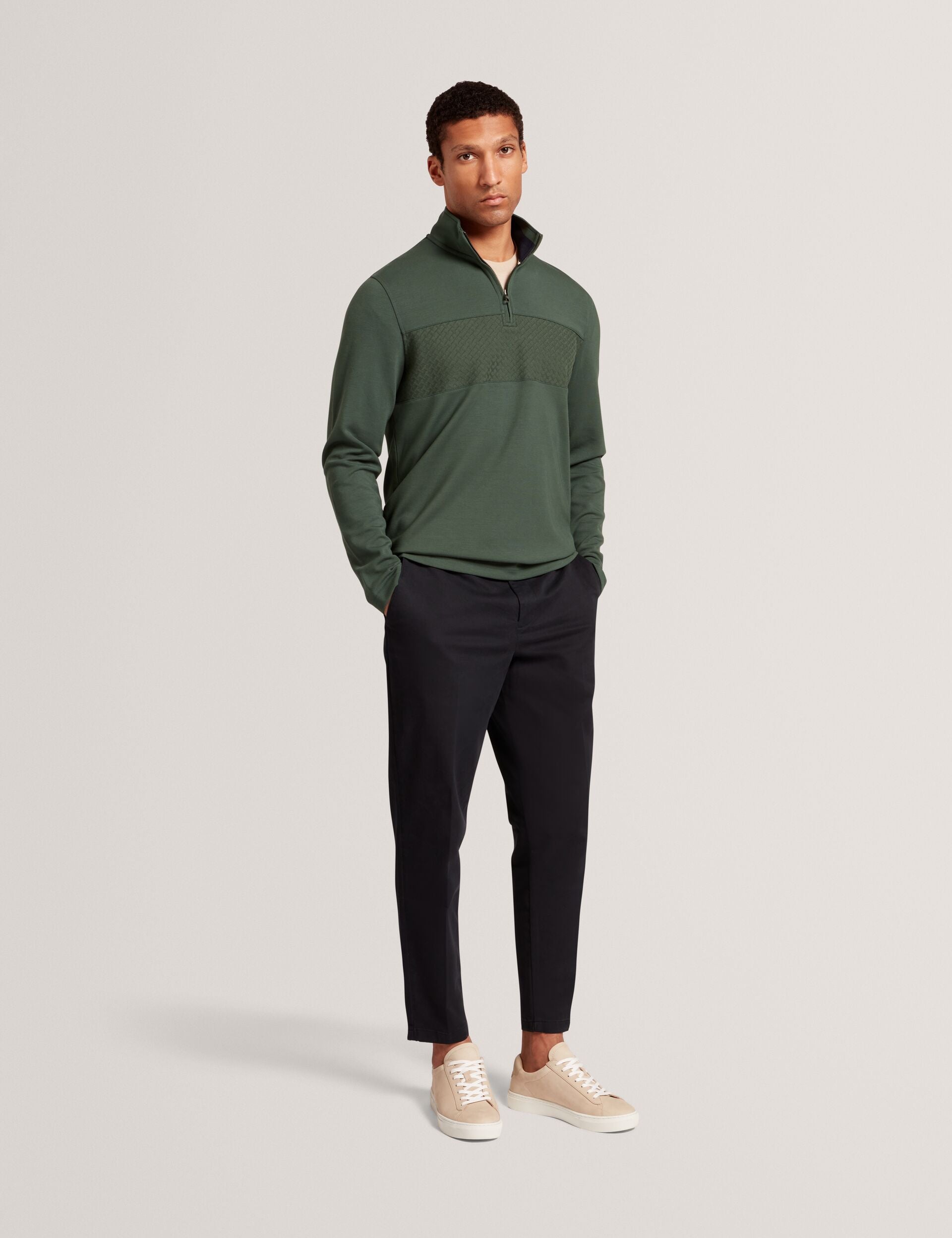 Textured Panel Half-zip Modal Sweatshirt | Simonea | Ted Baker US