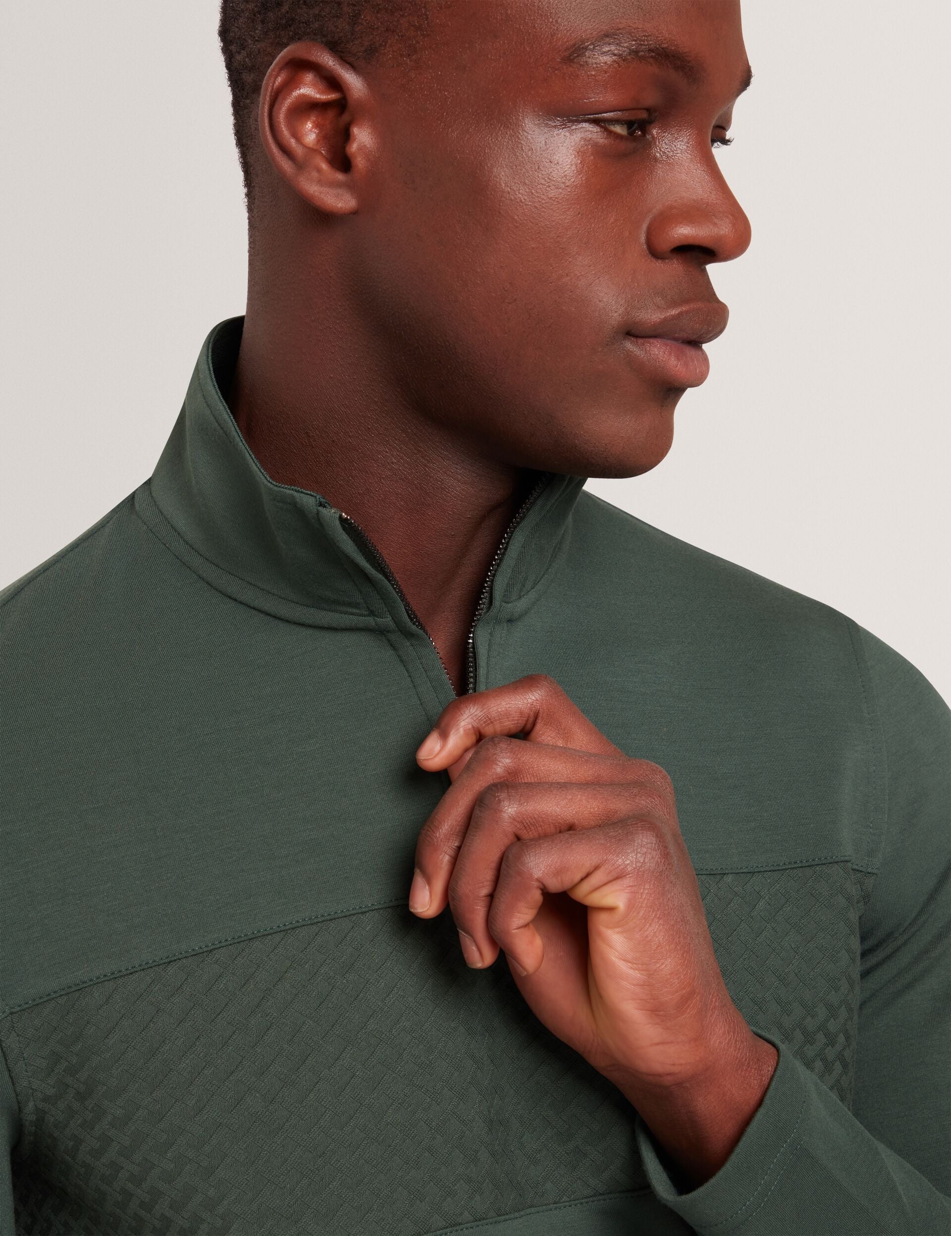 Textured Panel Half-zip Modal Sweatshirt | Simonea | Ted