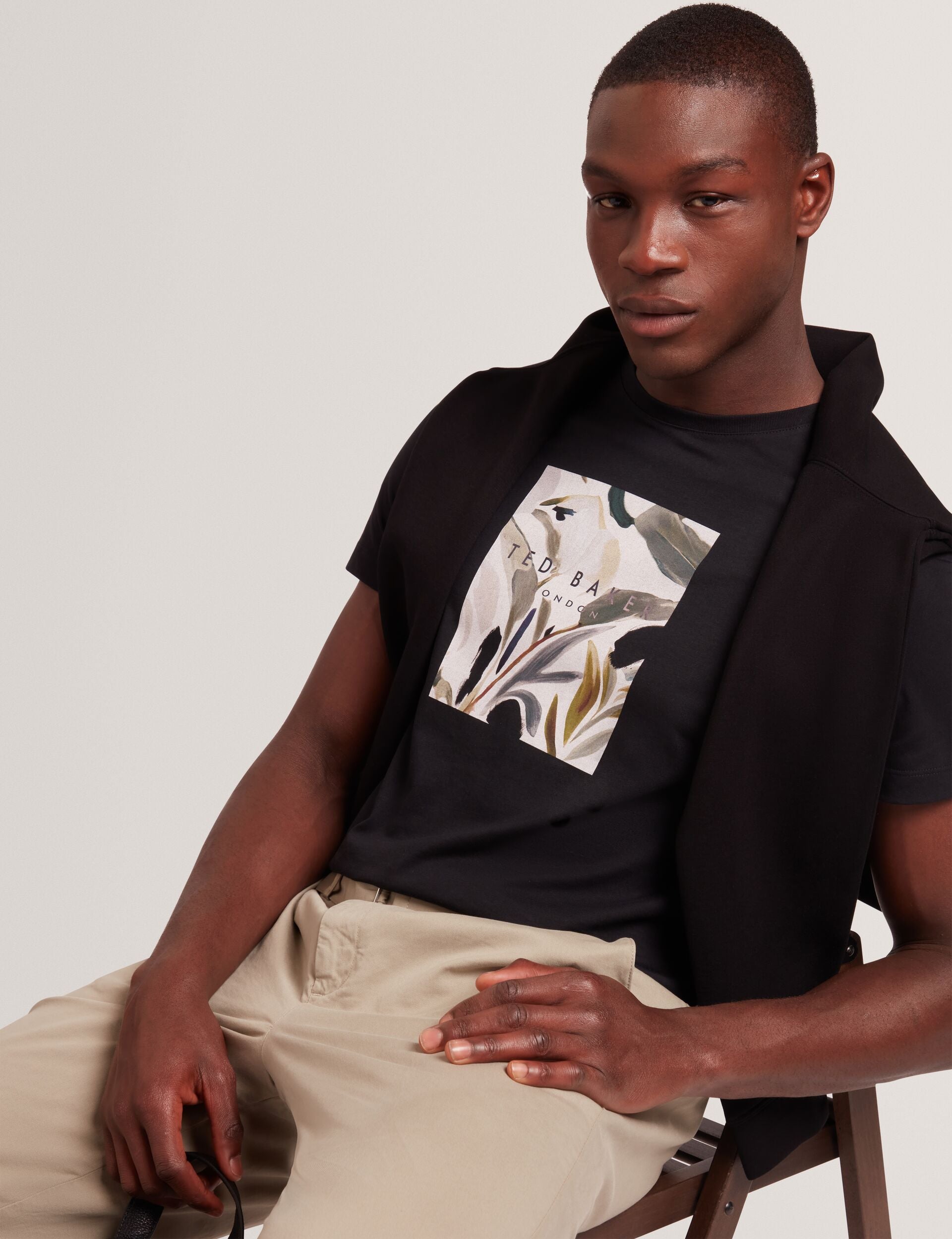 JUSTINOO - Black Branded Box Print Graphic Cotton T-Shirt