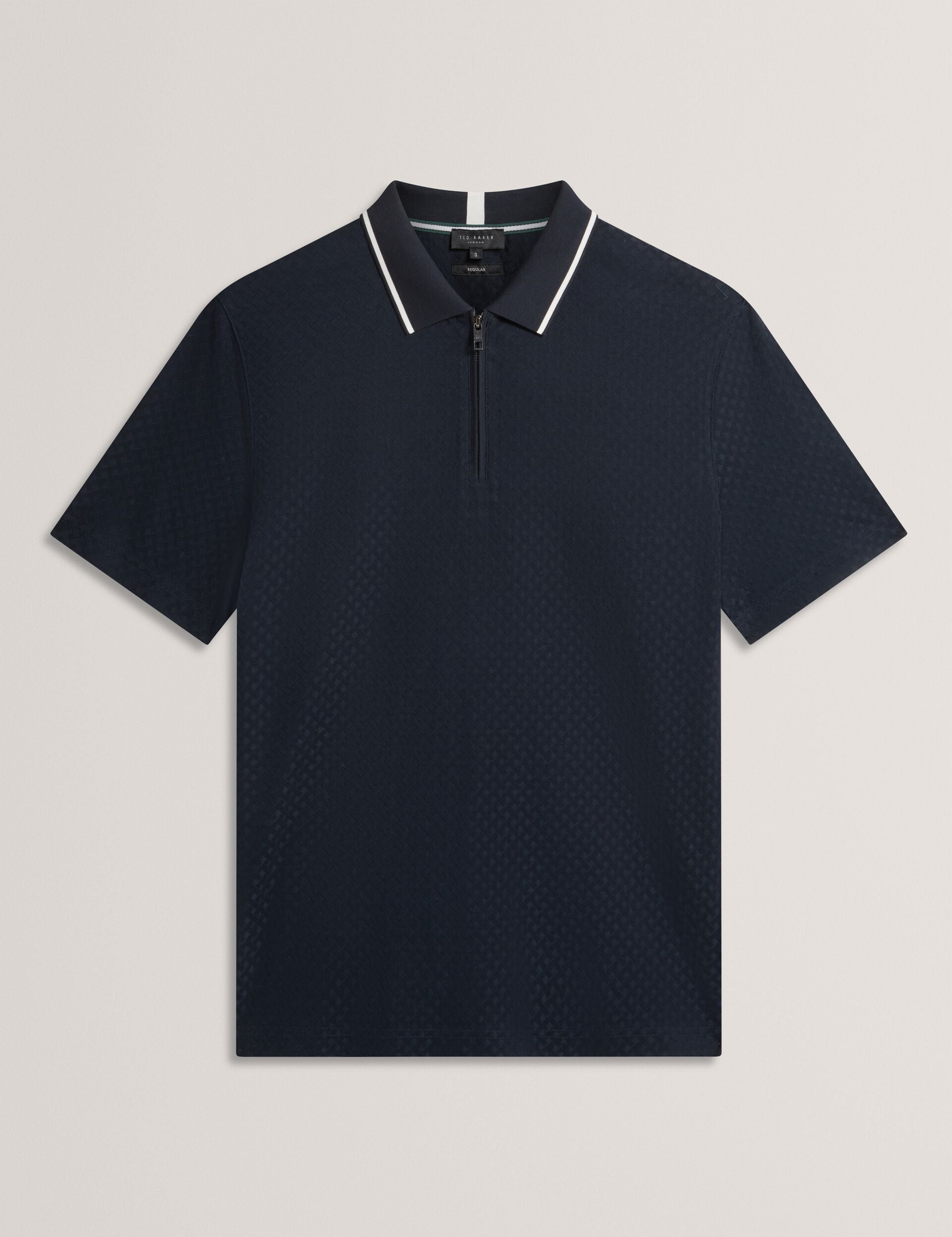 T Texture Zip Neck Short Sleeve Polo | Cophen | Ted Baker US
