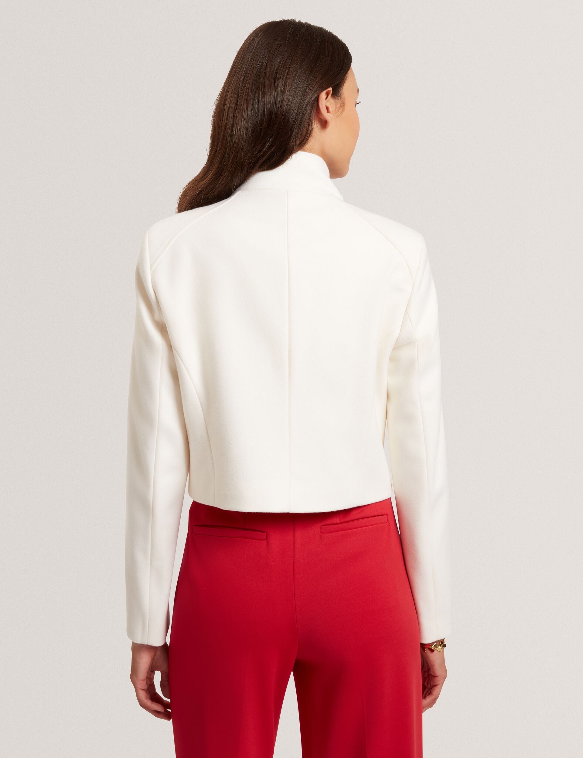 Ivory Tailored Cropped Wool Wrap Jacket | Rosecee | Ted Baker US