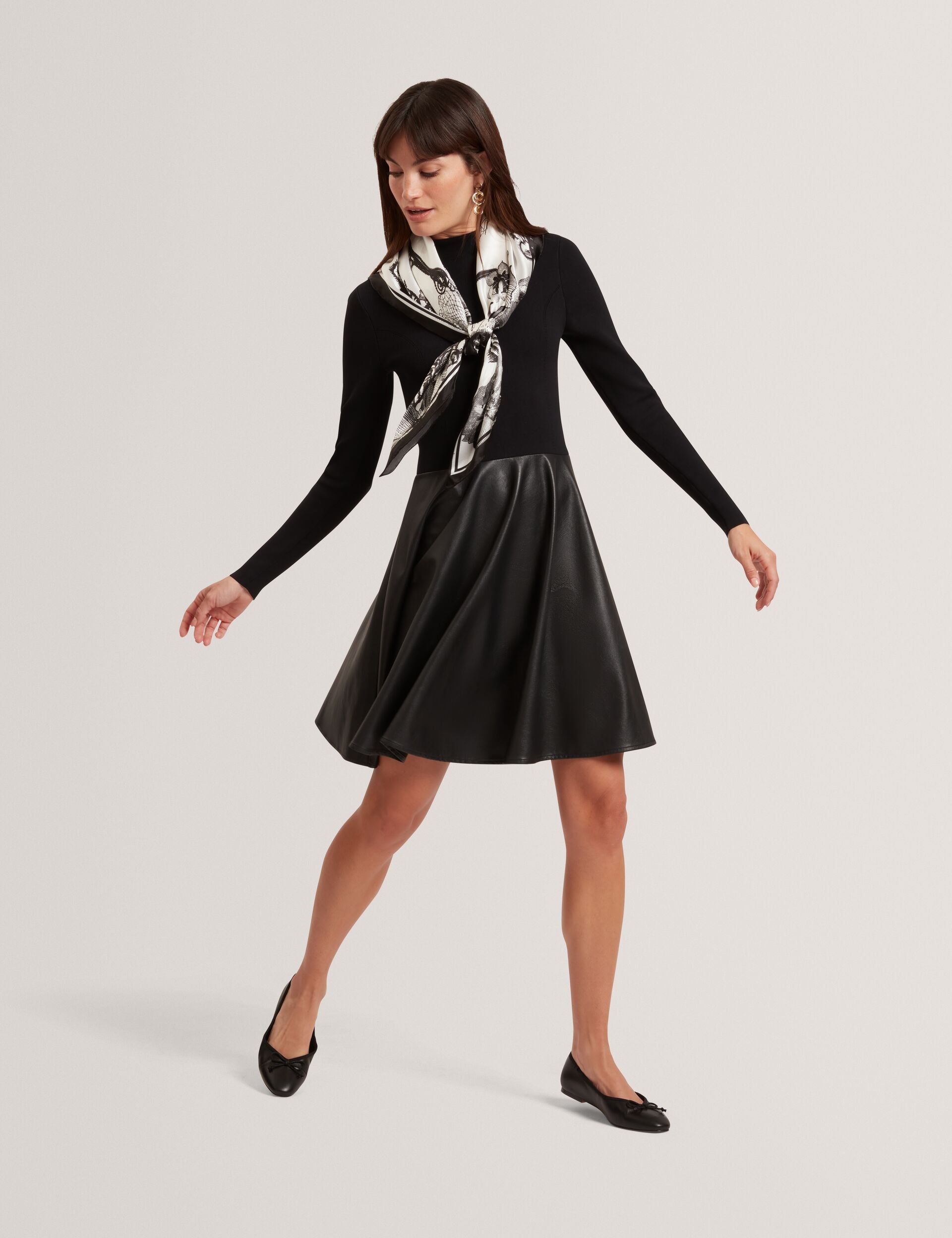 Knit Faux Leather Illusion Skater Dress | Milioa | Ted Baker UK Knit Faux Leather Illusion Skater Dress | Milioa | Ted Baker UK