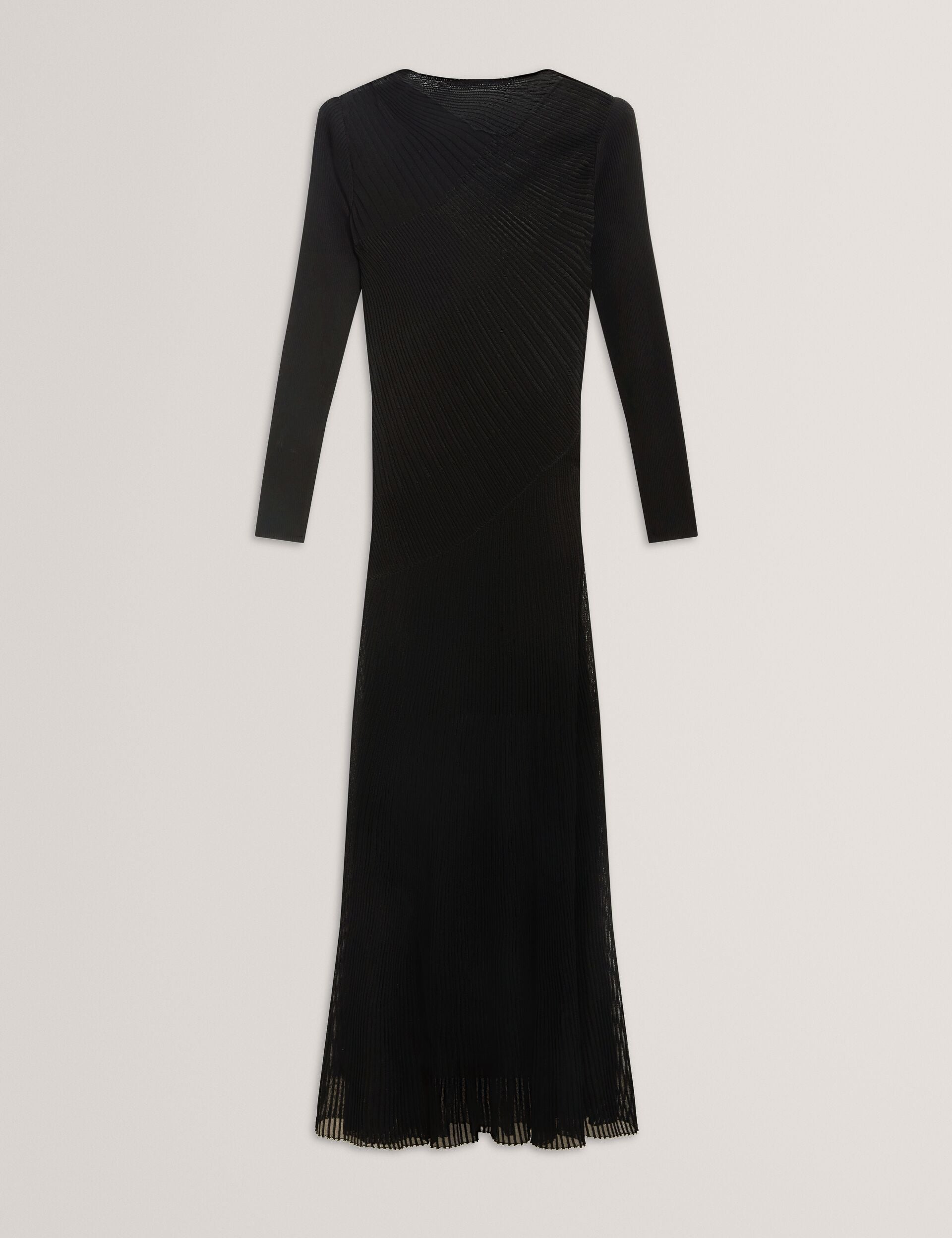 Black Sheer Detail Knit Long Sleeve Maxi Dress | Occasa | Ted Baker UK Black Sheer Detail Knit Long Sleeve Maxi Dress | Occasa | Ted Baker UK