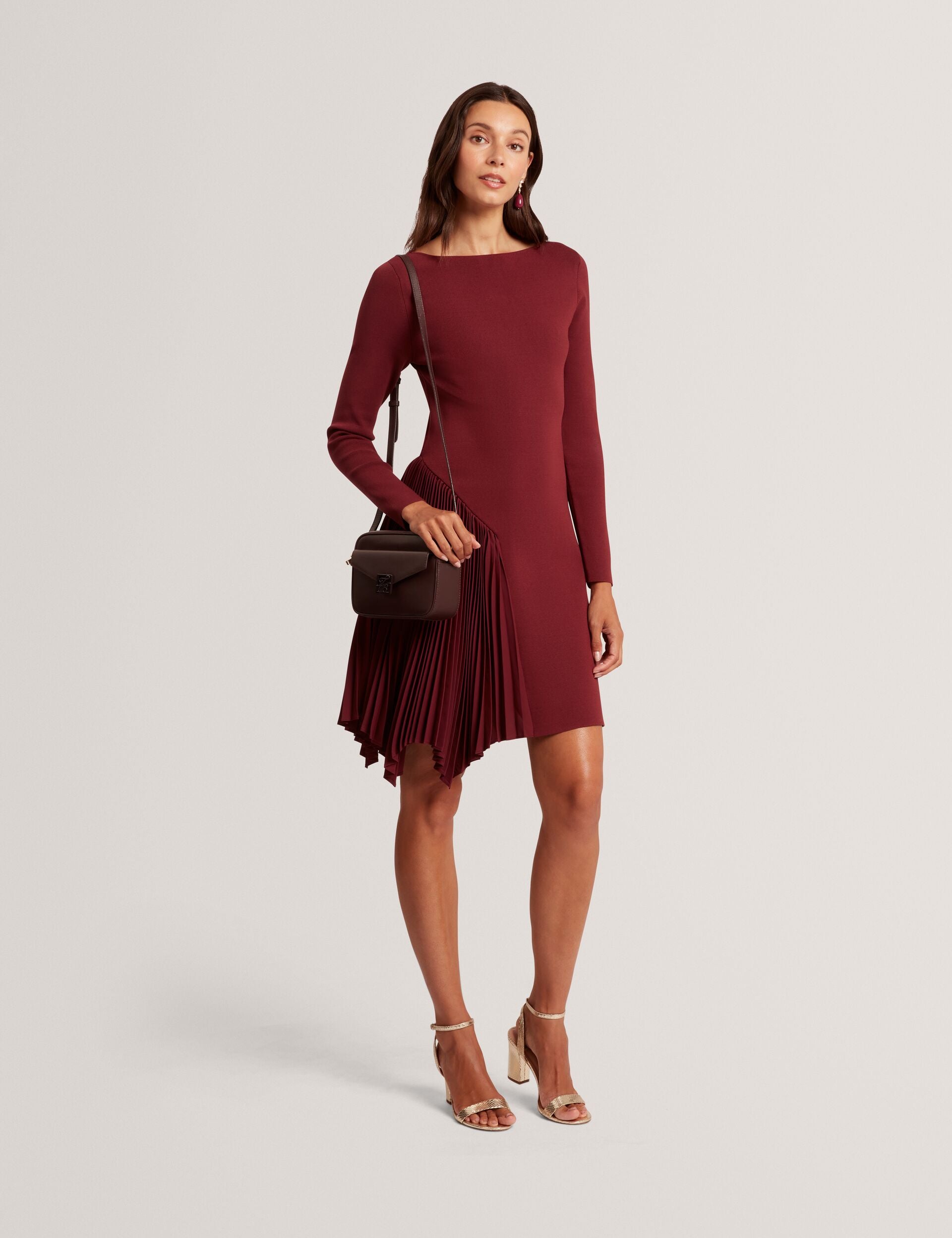 Pleated Panel Long Sleeve Knit Mini Dress | Nalree | Ted Baker UK Pleated Panel Long Sleeve Knit Mini Dress | Nalree | Ted Baker UK