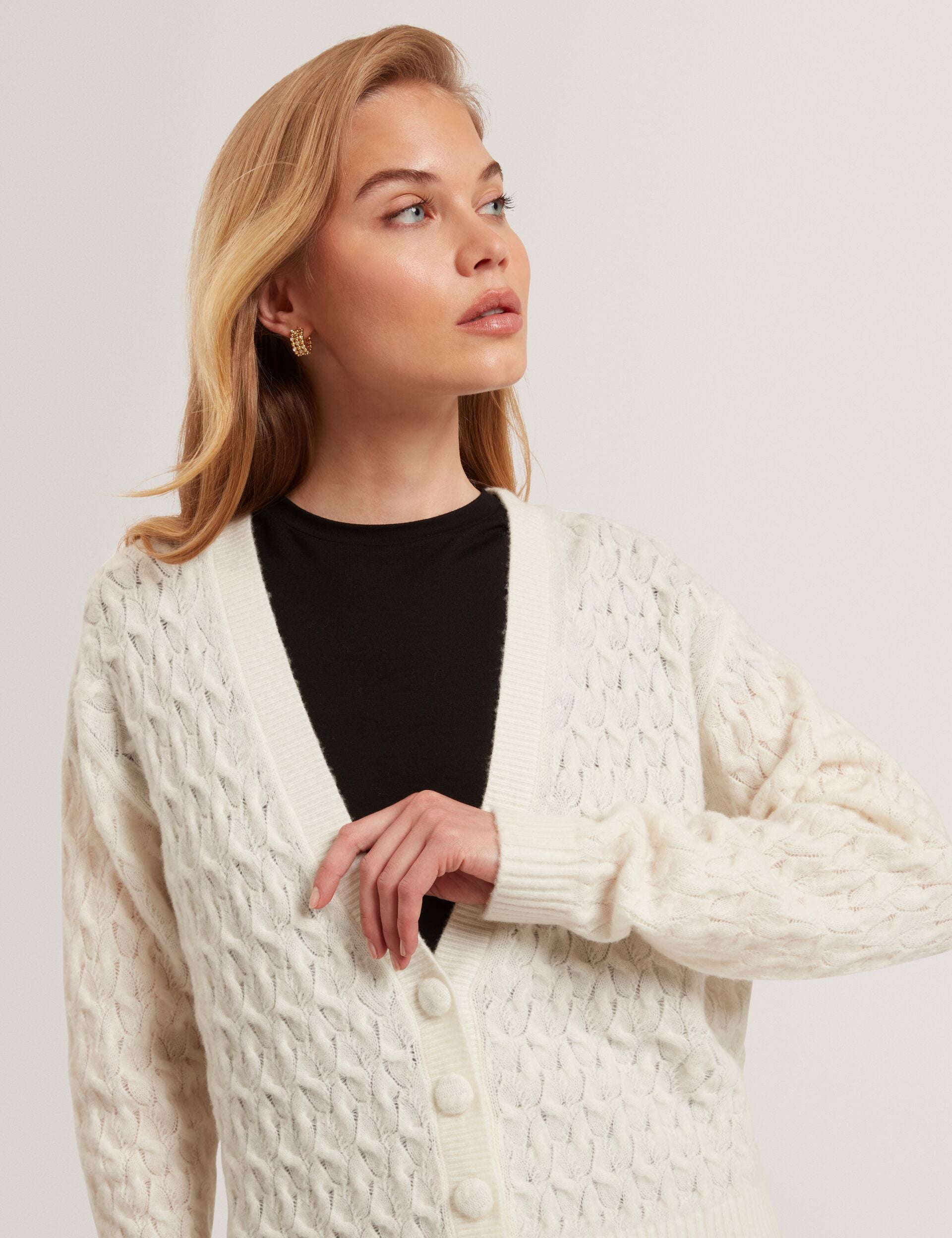 Cable Knit V-neck Wool Cardigan | Kylana | Ted Baker UK