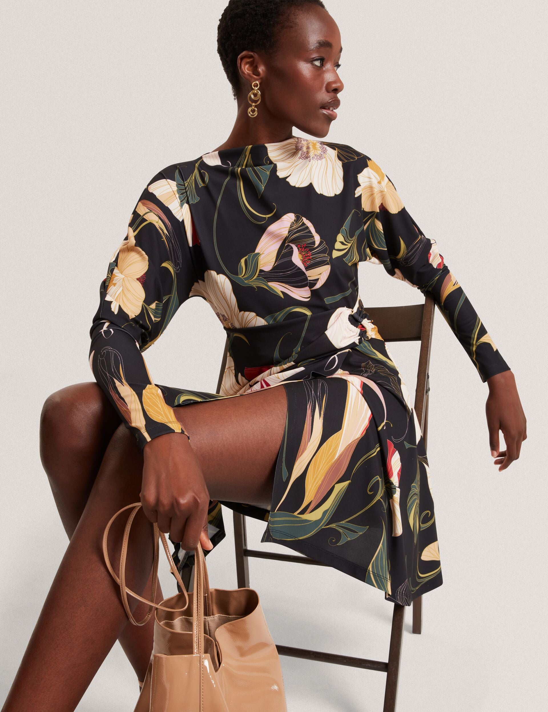 LAZIRA Floral Print Wrapover Mini Dress