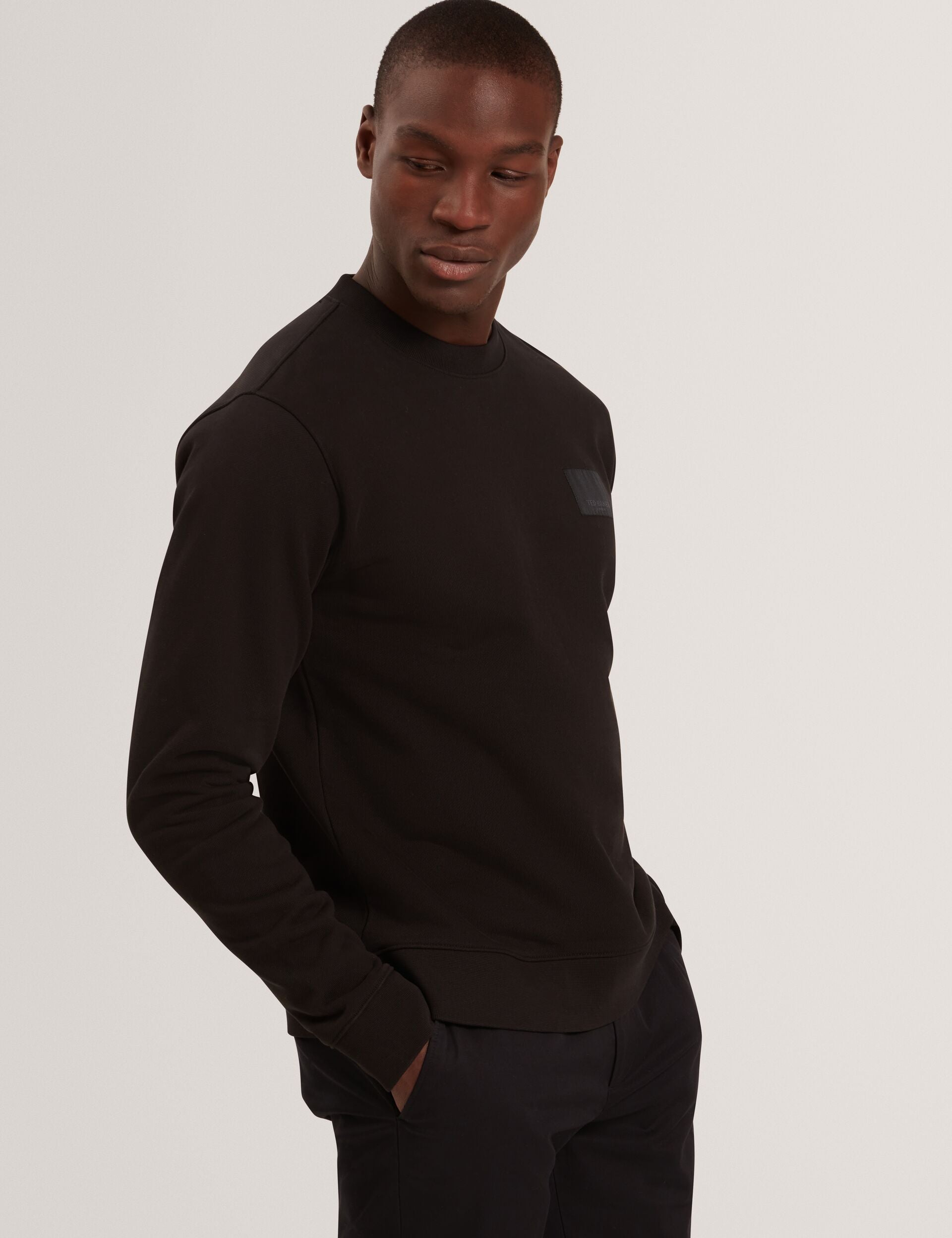 ATBOX Logo Patch Cotton Crew Neck Sweatshirt