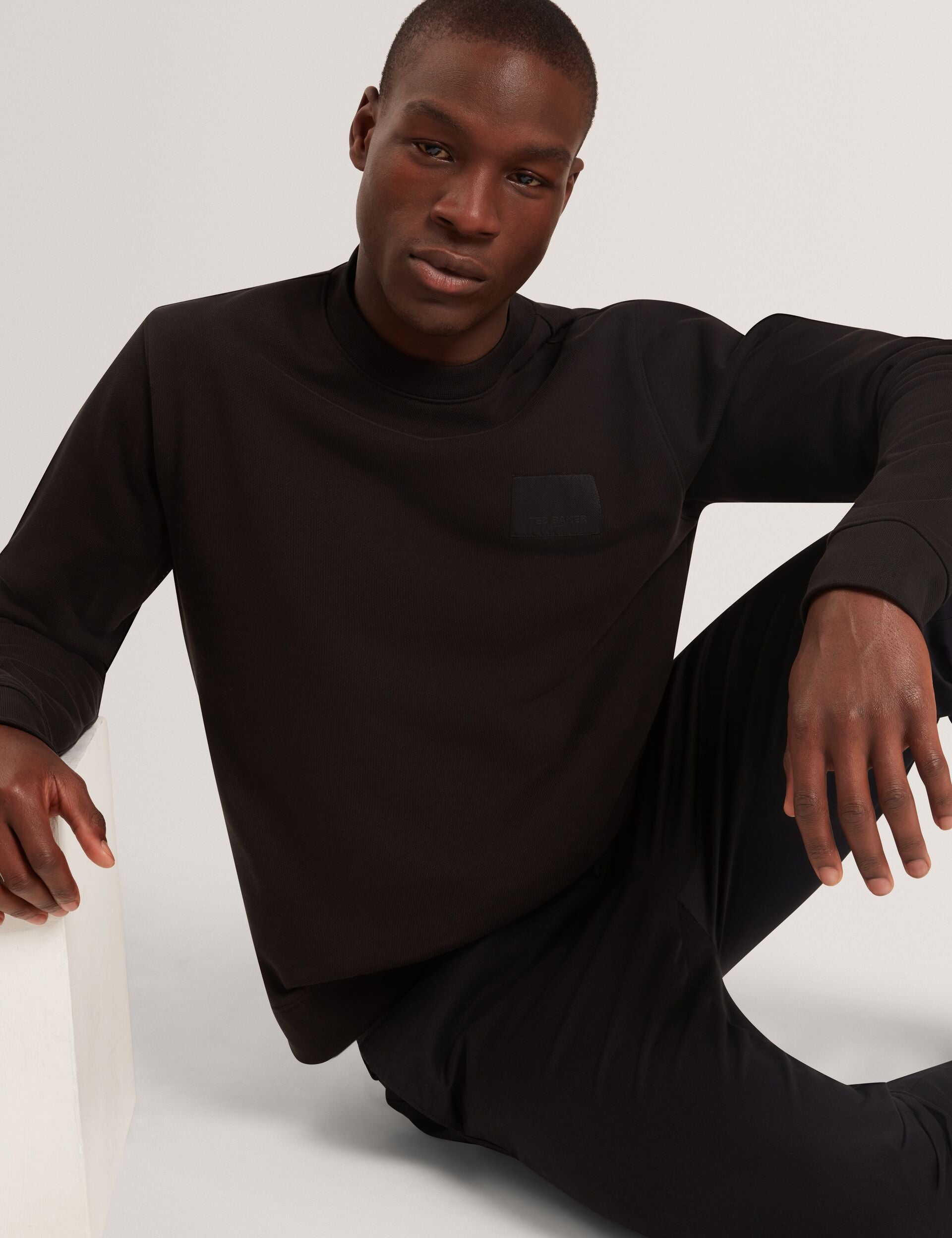 Logo Patch Cotton Crew Neck Sweatshirt | Atbox | Ted Baker US