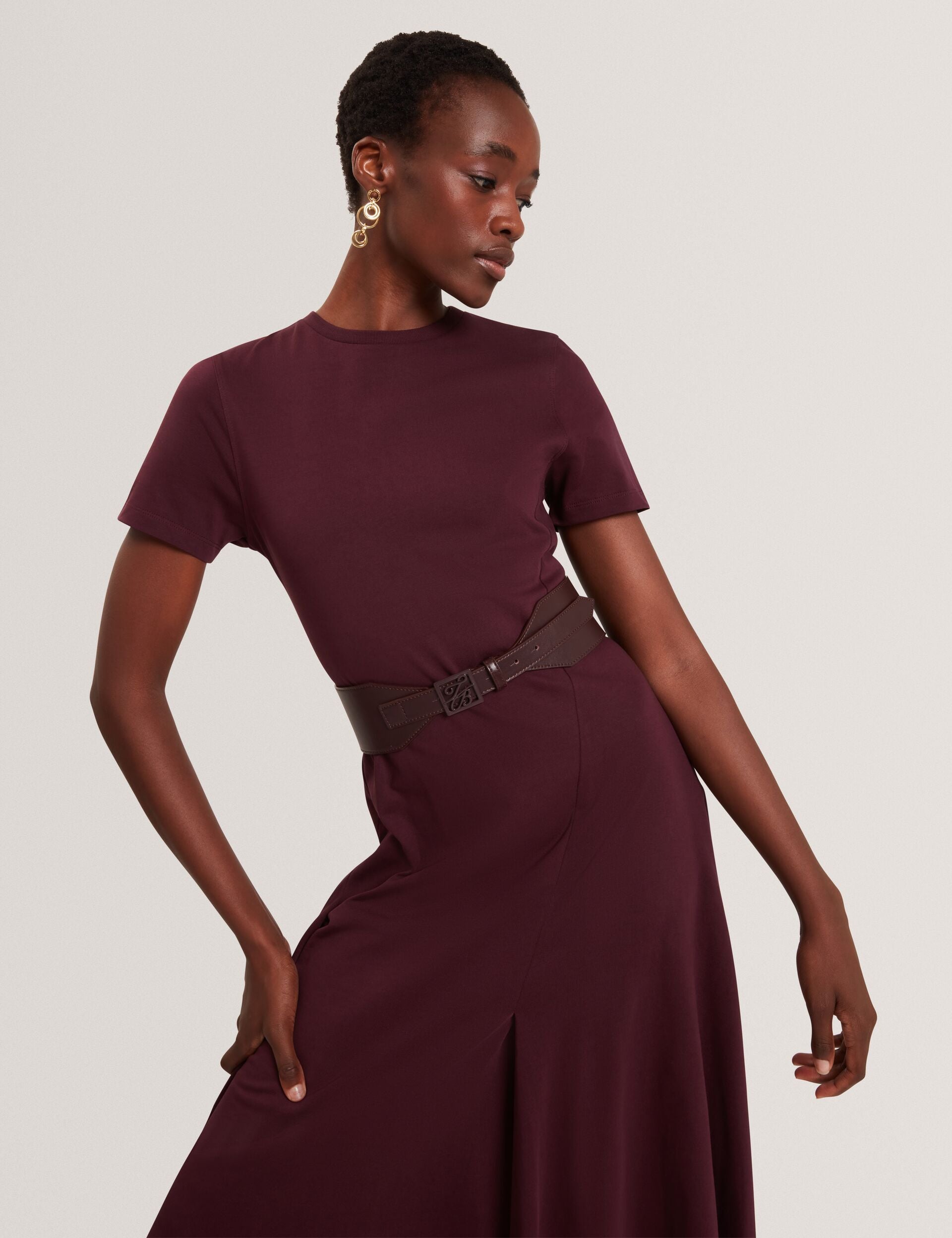 Panelled Jersey Short Sleeve Midi Dress | Fuusia | Ted Baker UK Panelled Jersey Short Sleeve Midi Dress | Fuusia | Ted Baker UK