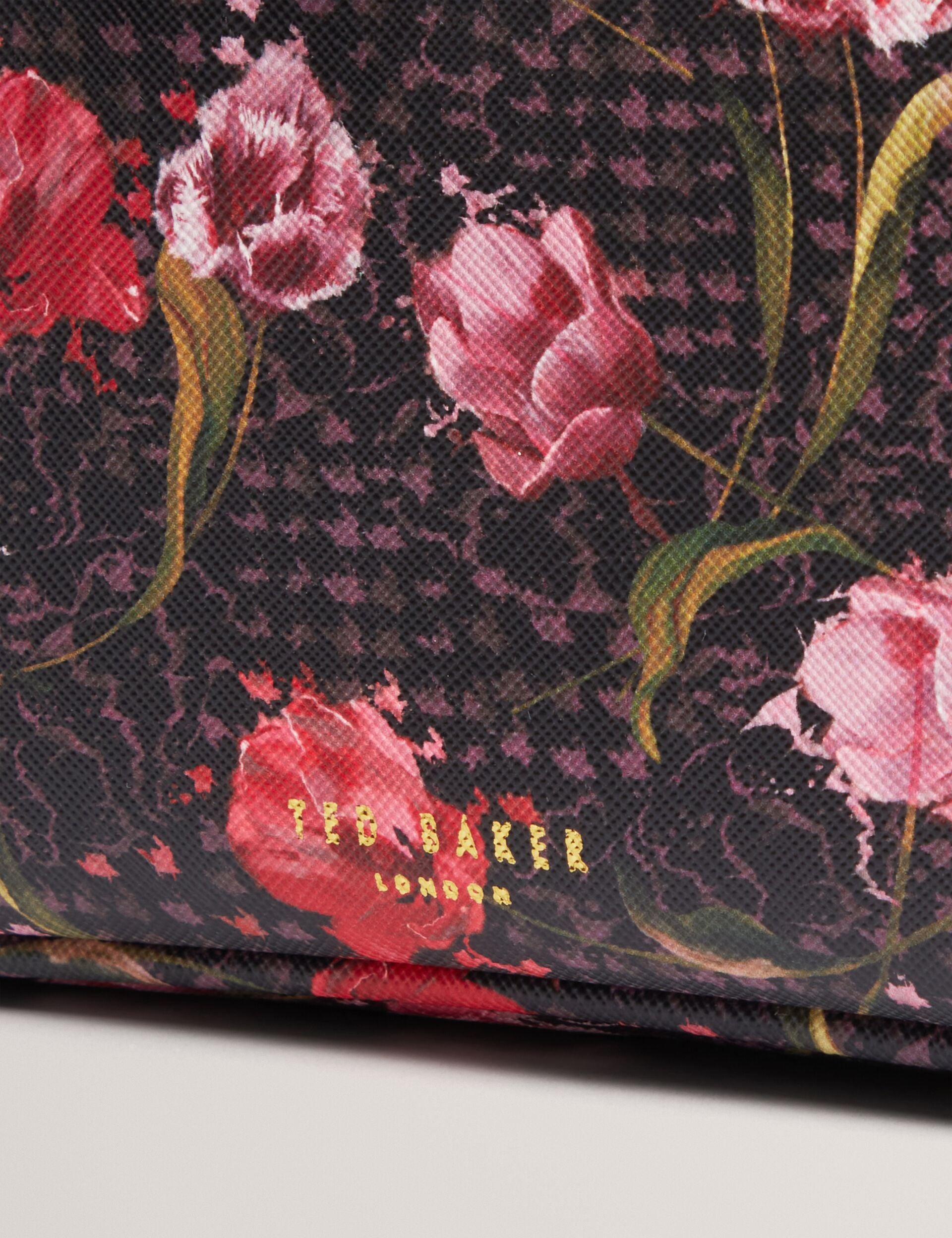 Black Floral Check Print Pu Large Vanity Bag | Tulby | Ted Baker US