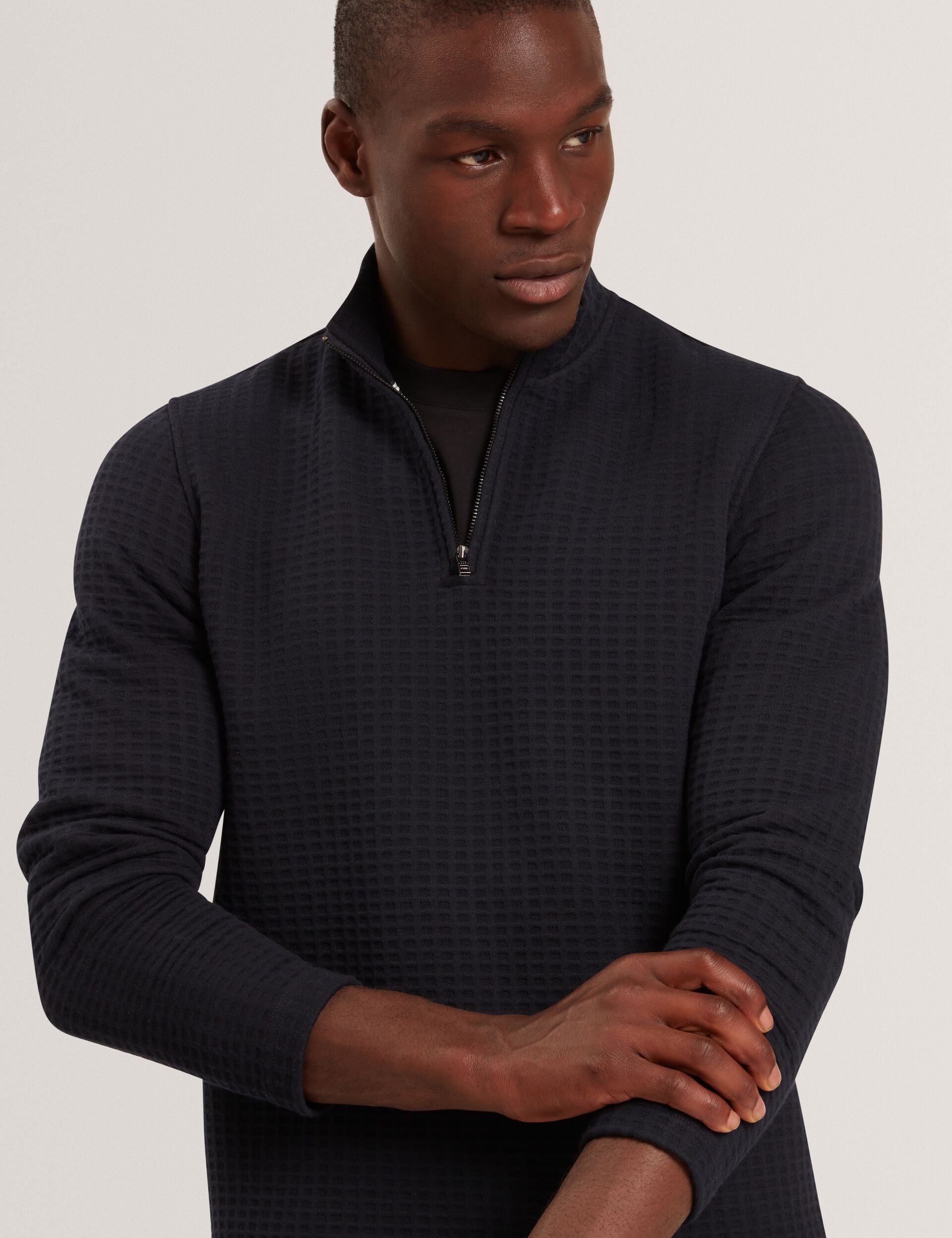 CAINDLE Waffle Knit Quarter Zip Sweatshirt